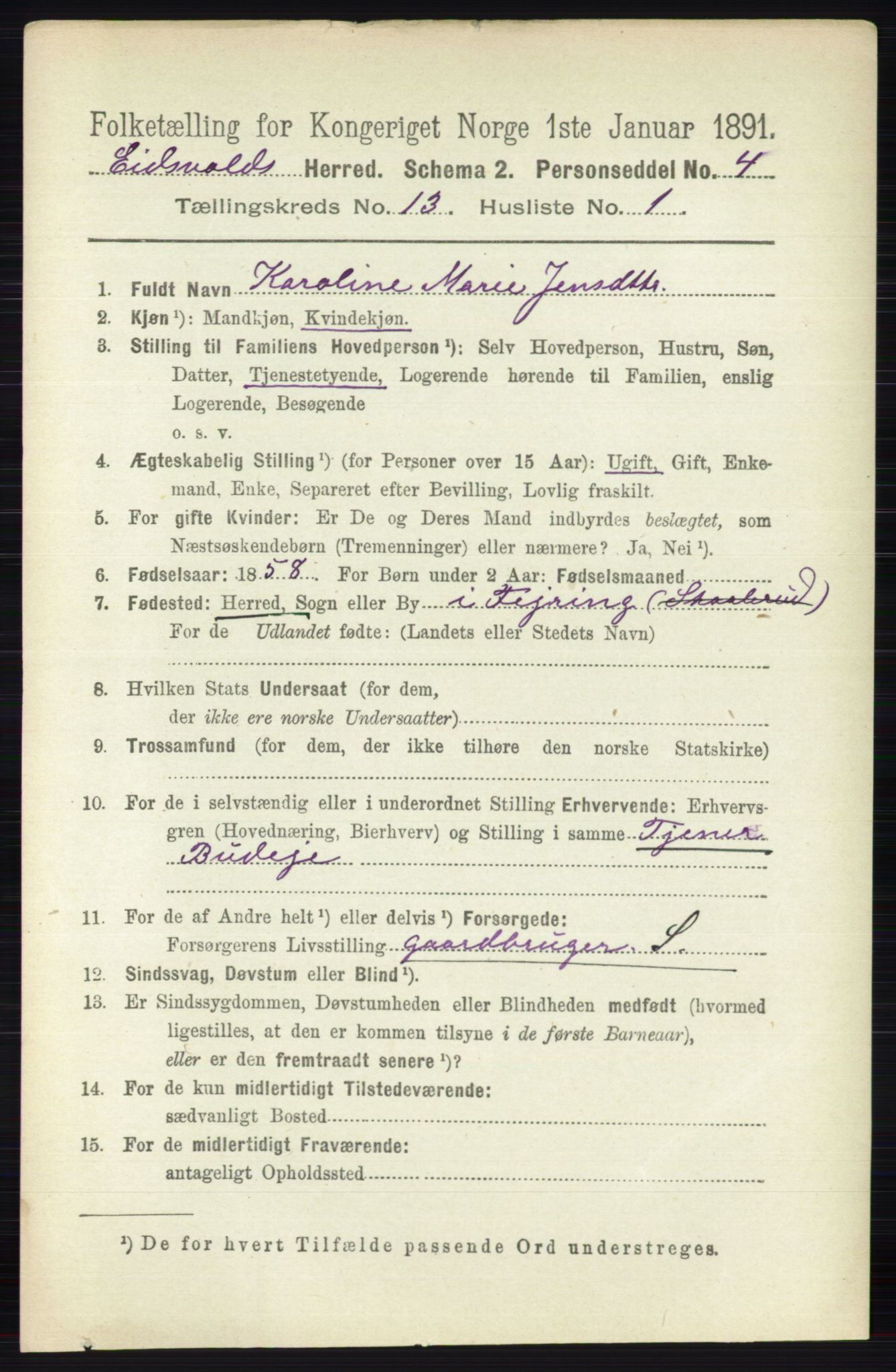 RA, 1891 census for 0237 Eidsvoll, 1891, p. 8996