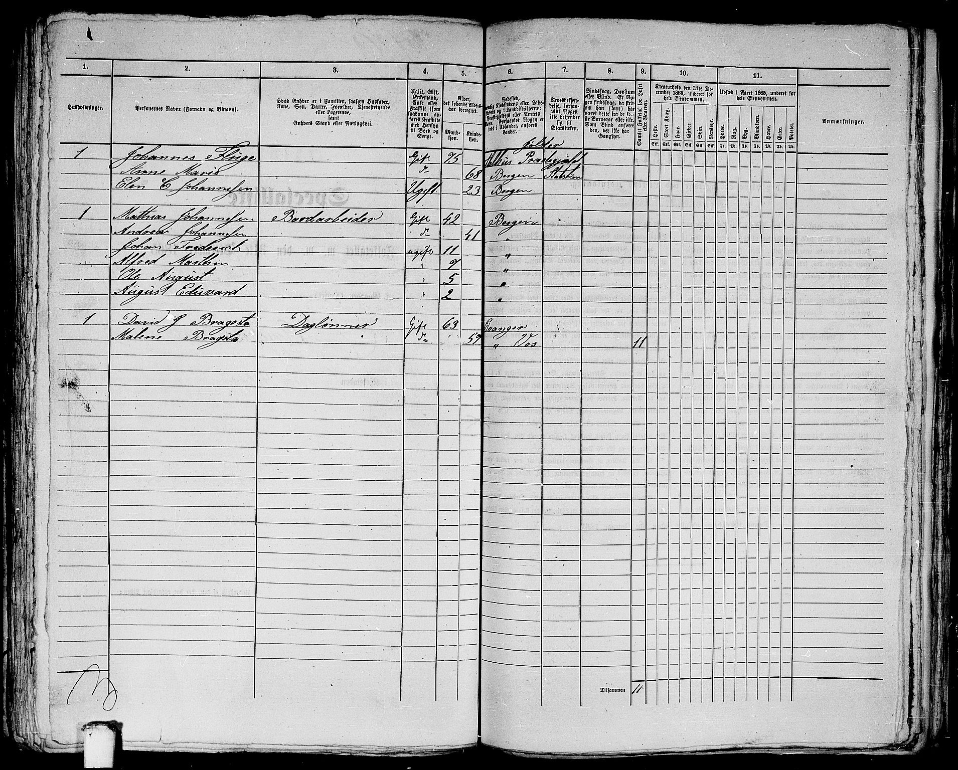 RA, 1865 census for Bergen, 1865, p. 3520