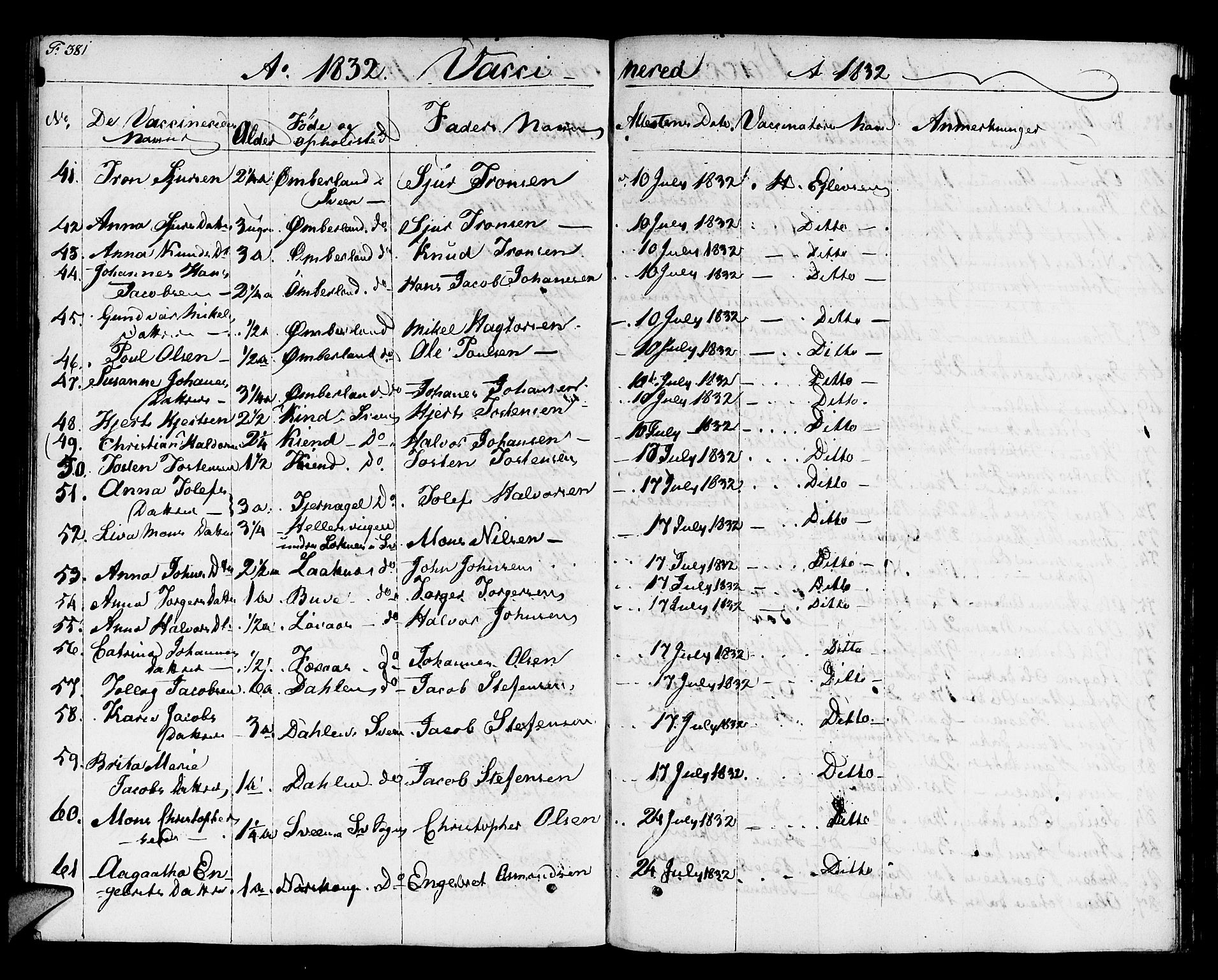 Finnås sokneprestembete, AV/SAB-A-99925/H/Ha/Haa/Haaa/L0005: Parish register (official) no. A 5, 1823-1835, p. 381