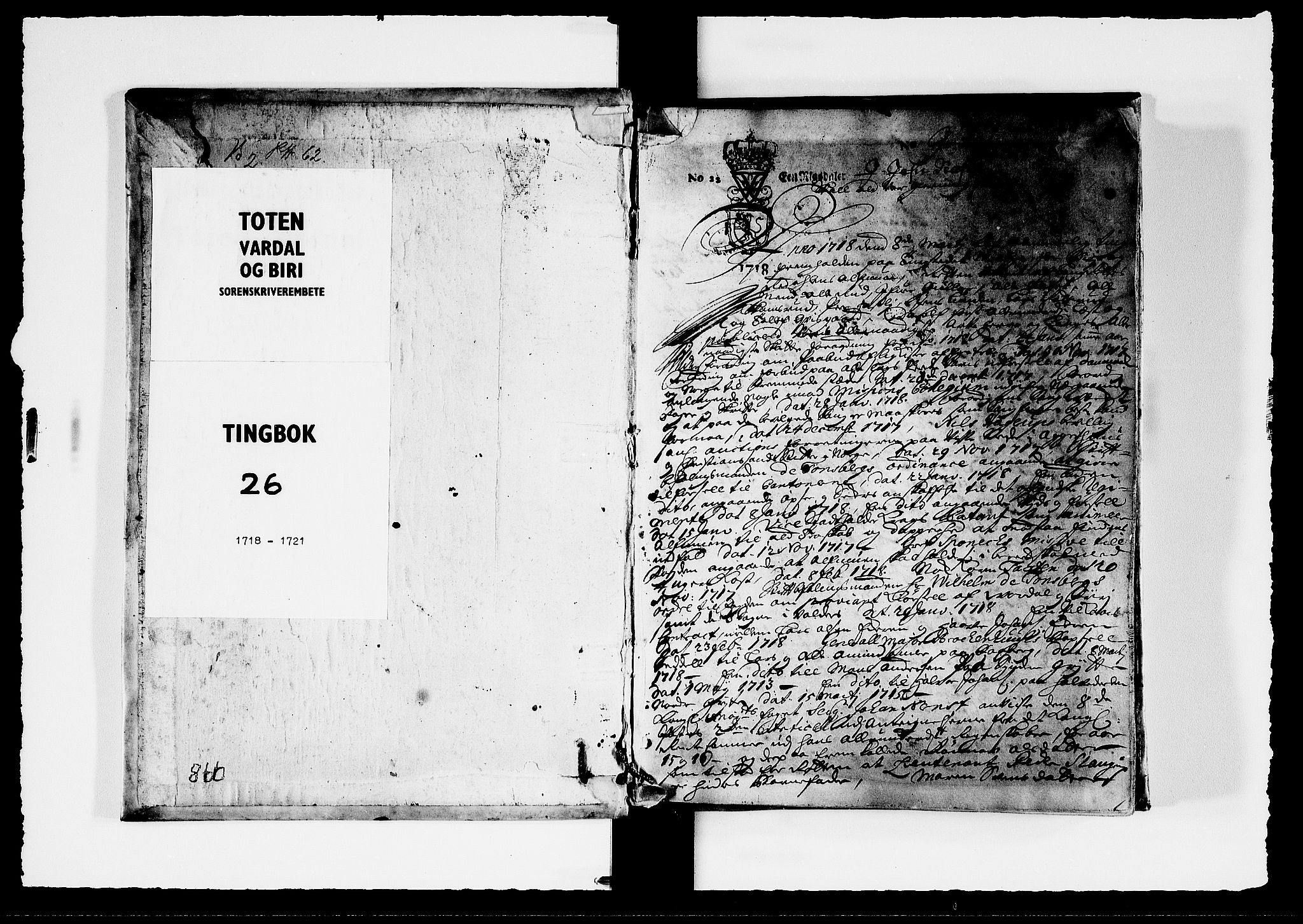 Toten tingrett, SAH/TING-006/G/Gb/Gba/L0026: Tingbok, 1718-1721, p. 0b-1a