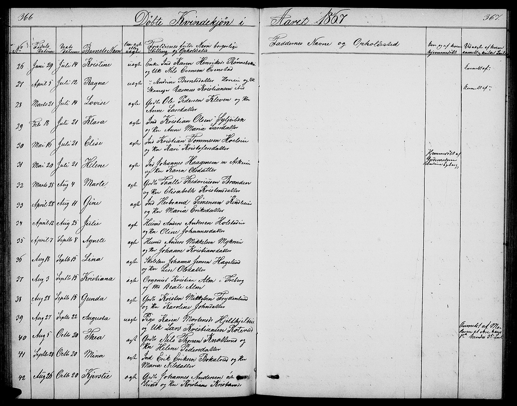 Nes prestekontor, Hedmark, AV/SAH-PREST-020/L/La/L0005: Parish register (copy) no. 5, 1852-1889, p. 366-367