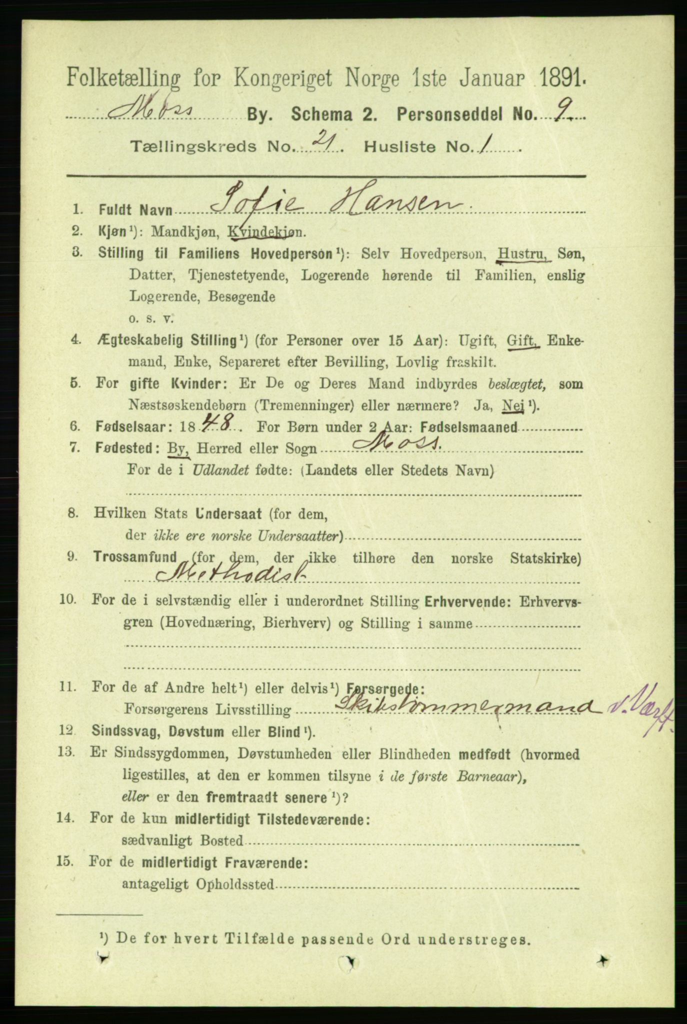 RA, 1891 census for 0104 Moss, 1891, p. 9097