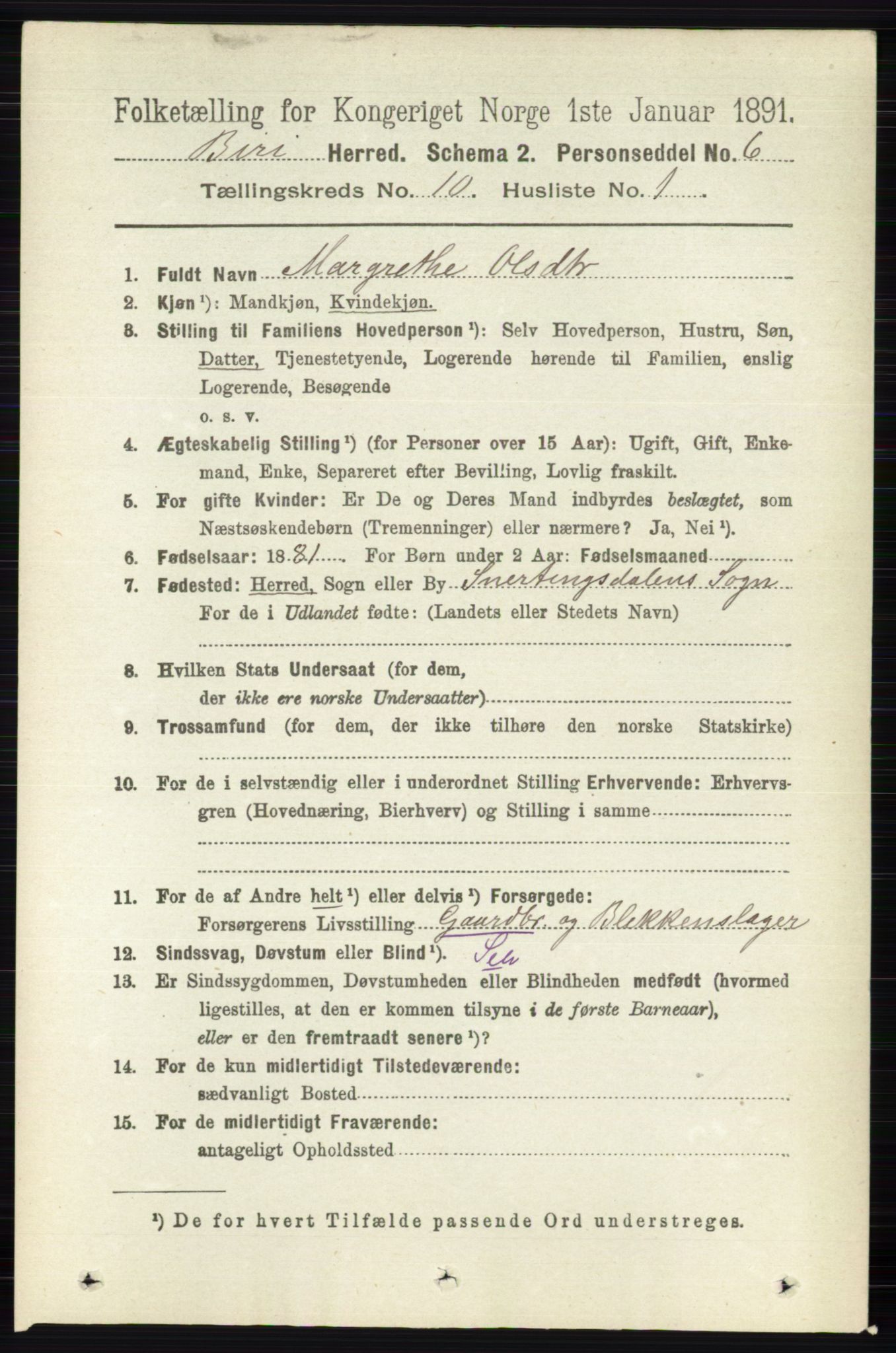 RA, 1891 census for 0525 Biri, 1891, p. 3826