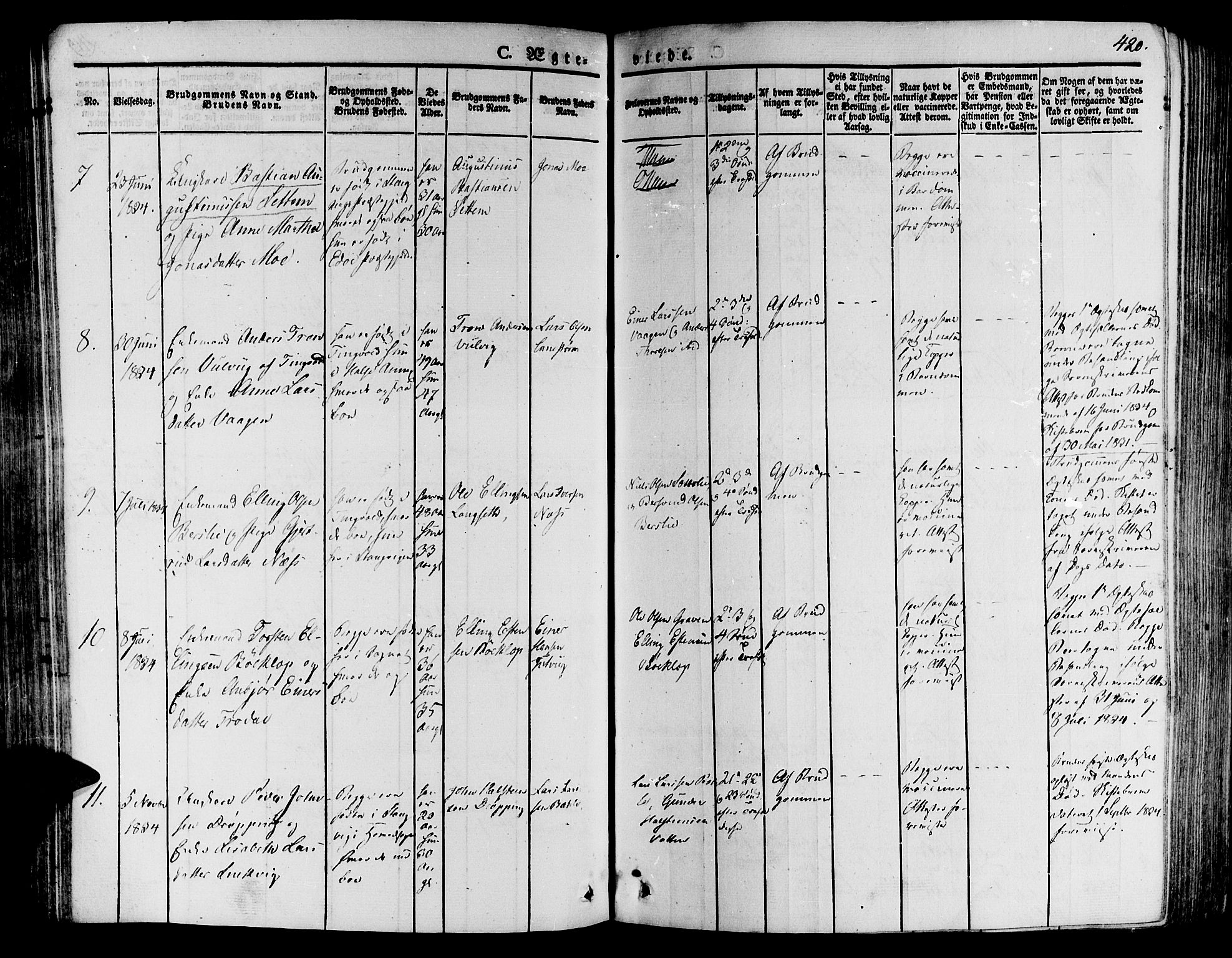 Ministerialprotokoller, klokkerbøker og fødselsregistre - Møre og Romsdal, SAT/A-1454/592/L1024: Parish register (official) no. 592A03 /1, 1831-1849, p. 420