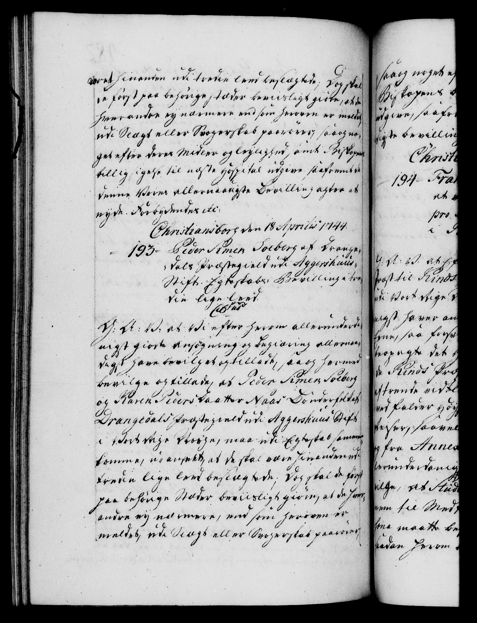 Danske Kanselli 1572-1799, AV/RA-EA-3023/F/Fc/Fca/Fcaa/L0033: Norske registre, 1743-1744, p. 482b