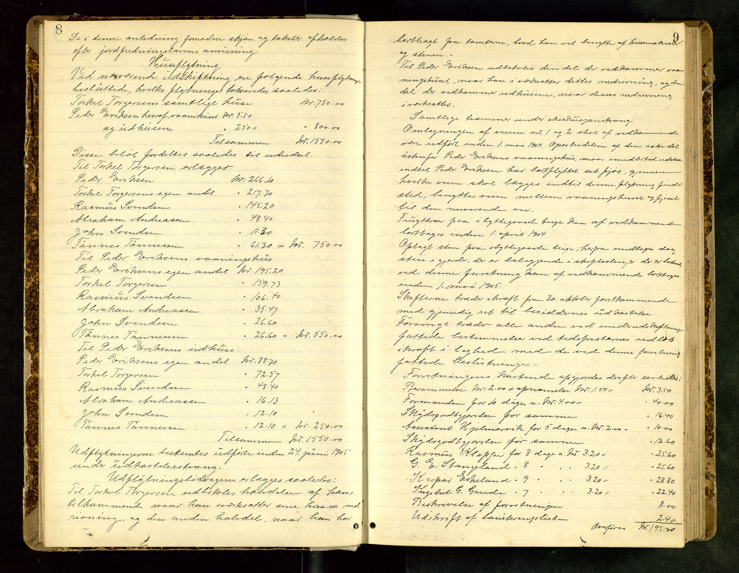 Rogaland jordskifterett, AV/SAST-A-102426/Oa/L0061: Forhandlingsprotokoll, 1903-1907, p. 8-9