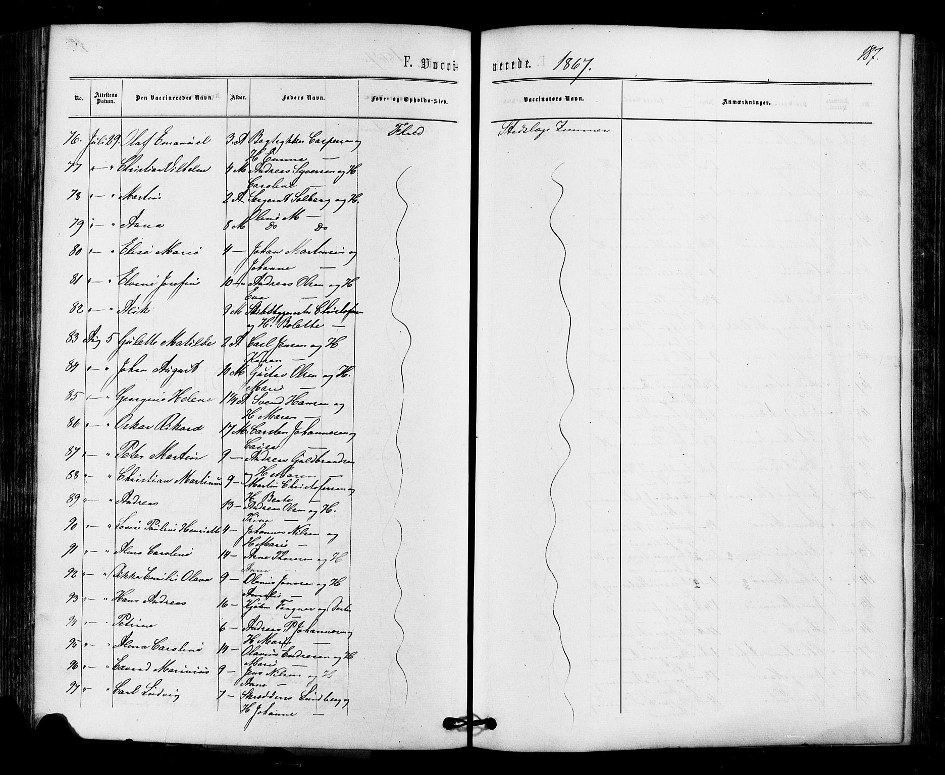 Halden prestekontor Kirkebøker, SAO/A-10909/F/Fa/L0010: Parish register (official) no. I 10, 1866-1877, p. 187