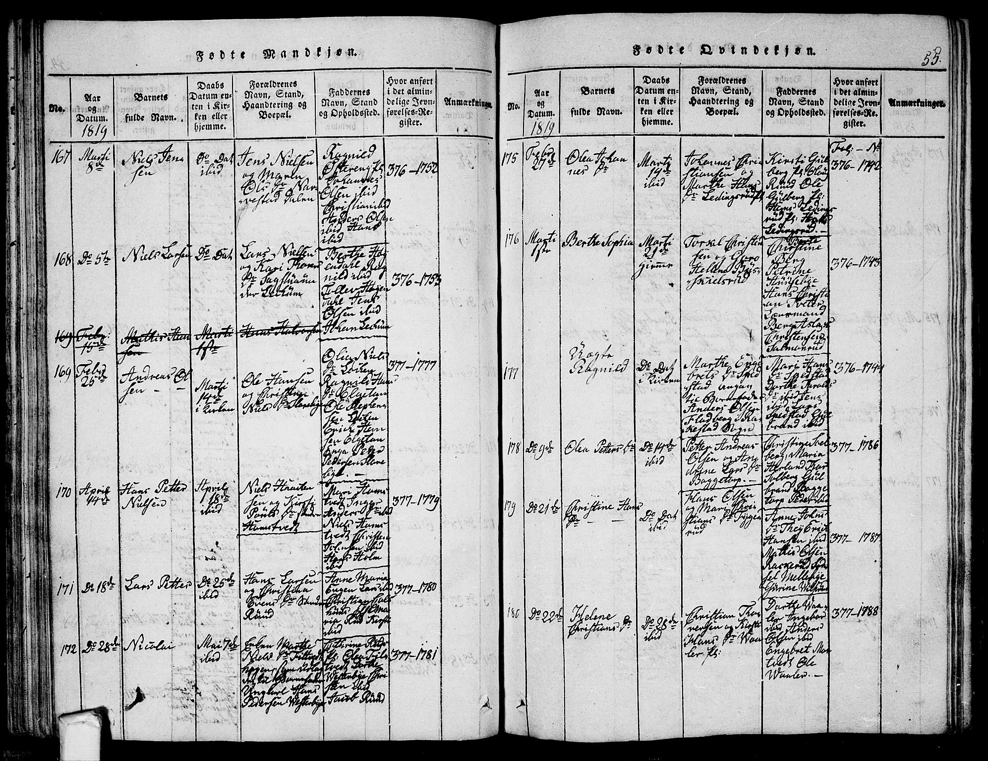 Eidsberg prestekontor Kirkebøker, AV/SAO-A-10905/G/Ga/L0001: Parish register (copy) no. I 1, 1814-1831, p. 55