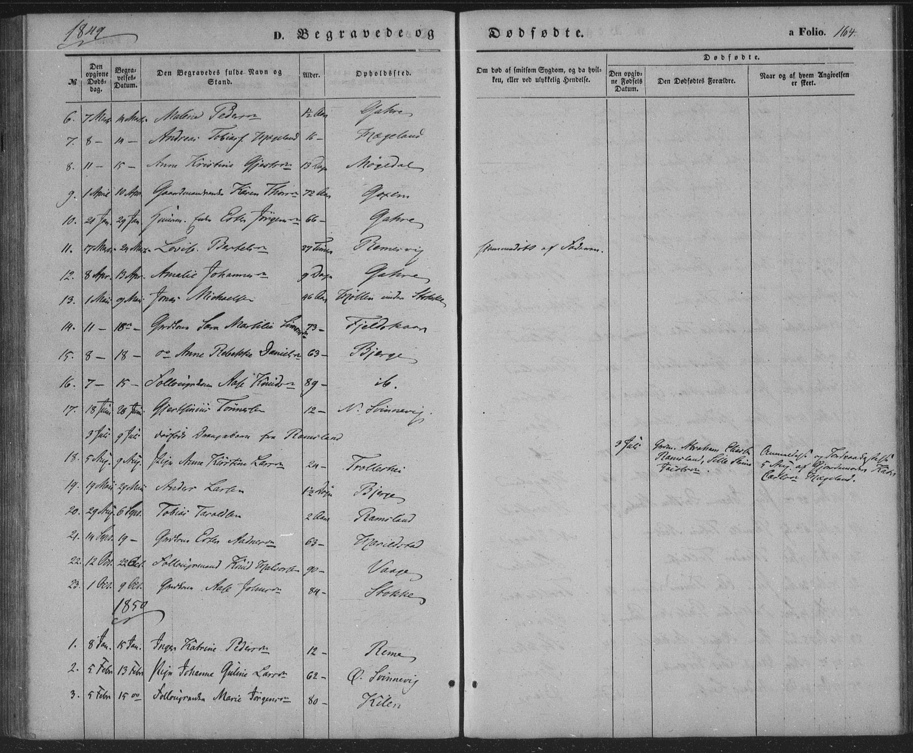 Sør-Audnedal sokneprestkontor, SAK/1111-0039/F/Fa/Faa/L0002: Parish register (official) no. A 2, 1848-1867, p. 164