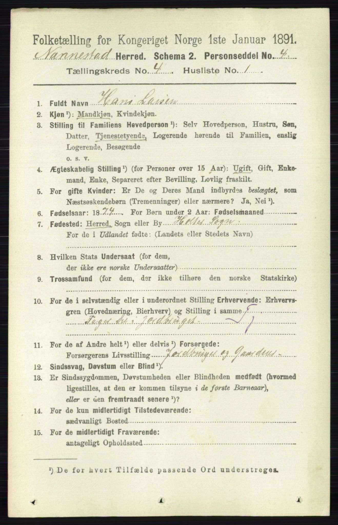 RA, 1891 census for 0238 Nannestad, 1891, p. 2061