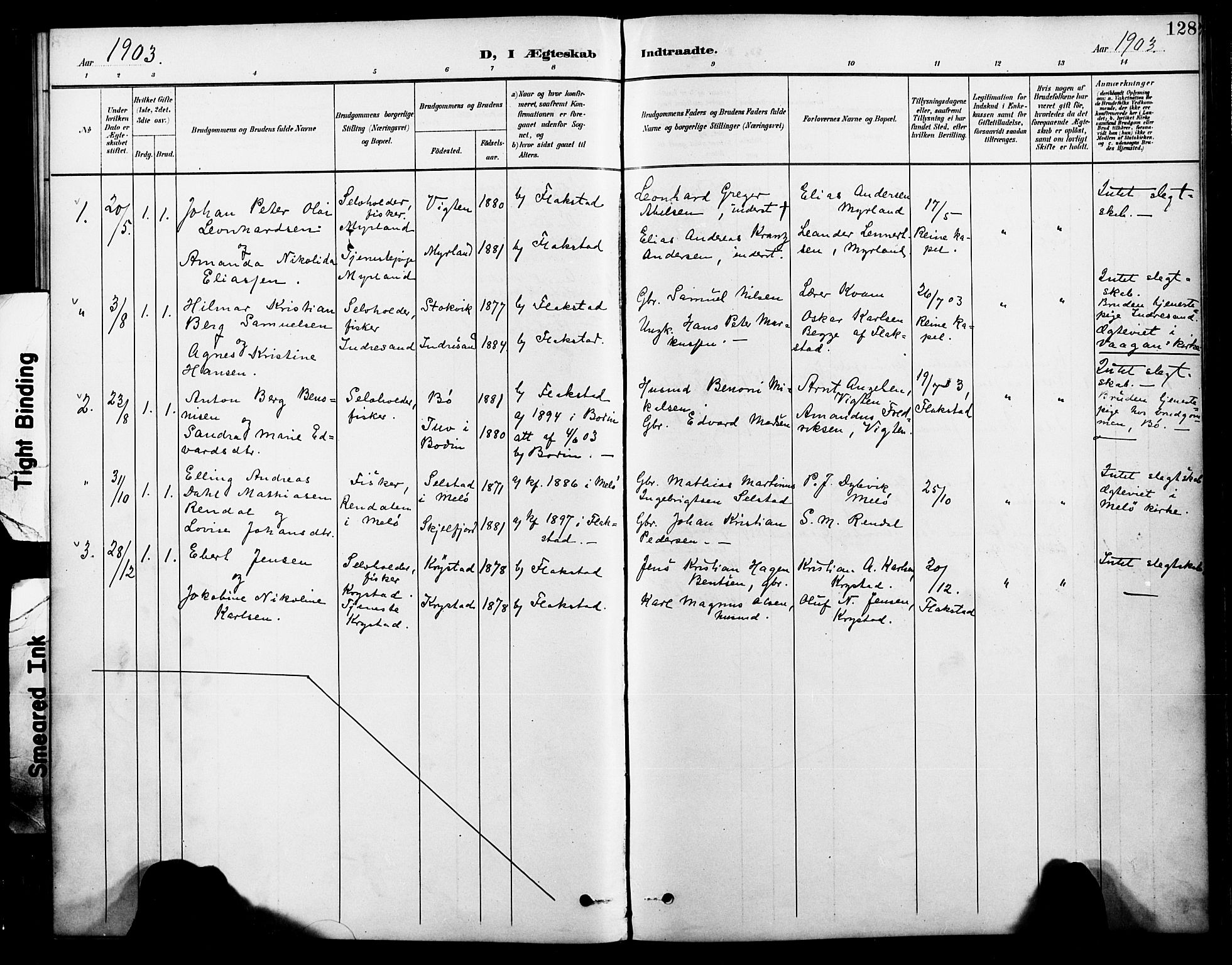 Ministerialprotokoller, klokkerbøker og fødselsregistre - Nordland, SAT/A-1459/885/L1205: Parish register (official) no. 885A06, 1892-1905, p. 128