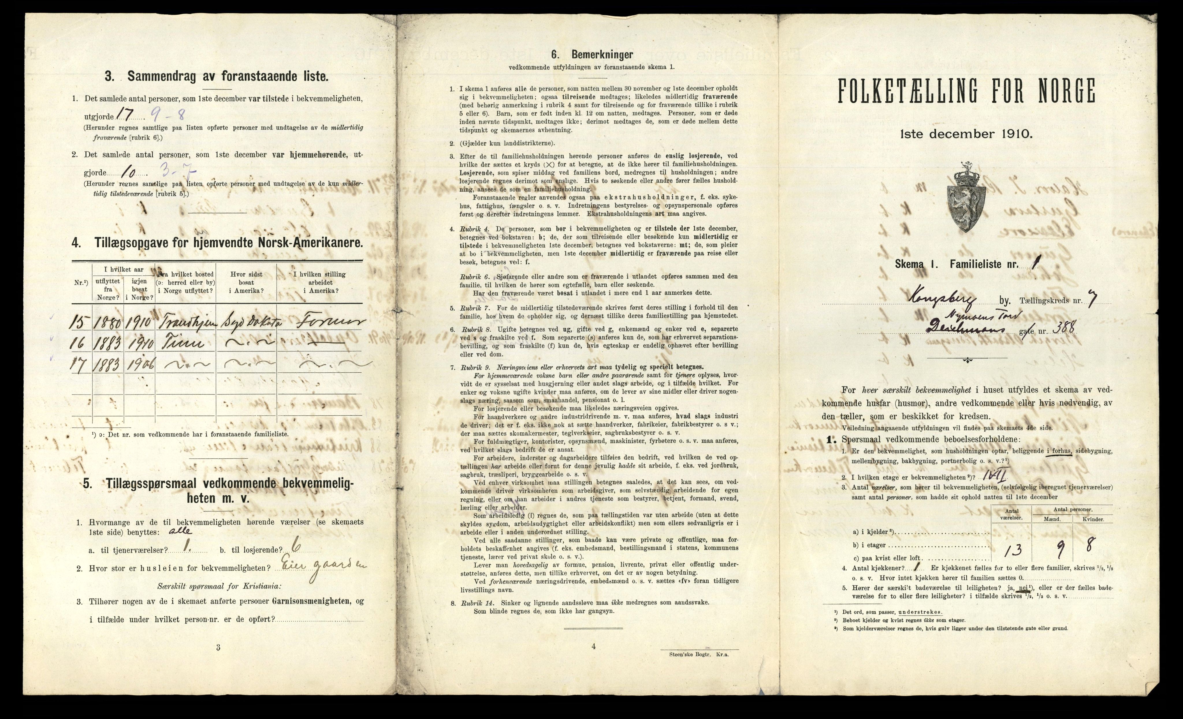 RA, 1910 census for Kongsberg, 1910, p. 4048