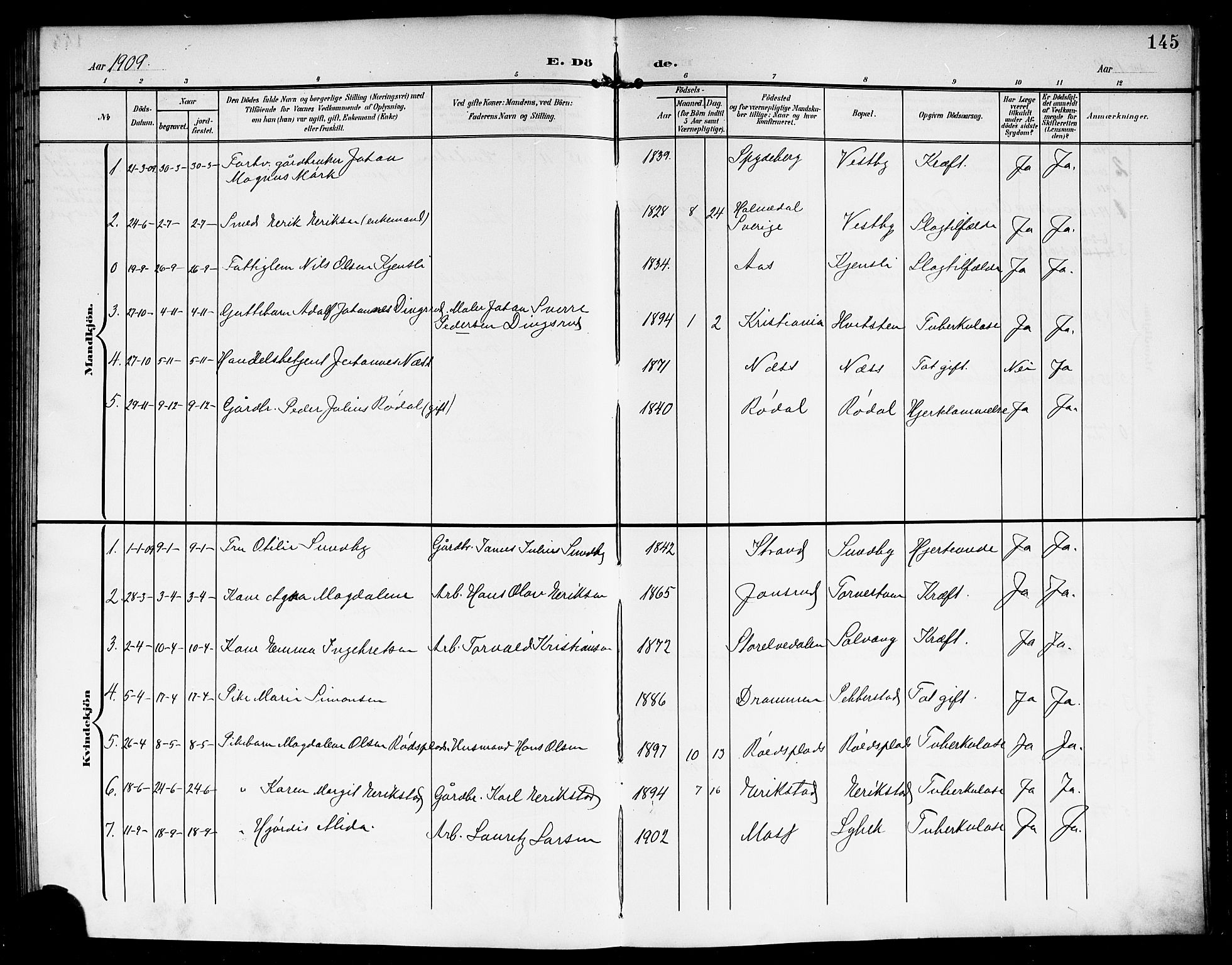 Vestby prestekontor Kirkebøker, SAO/A-10893/G/Ga/L0002: Parish register (copy) no. I 2, 1903-1916, p. 145