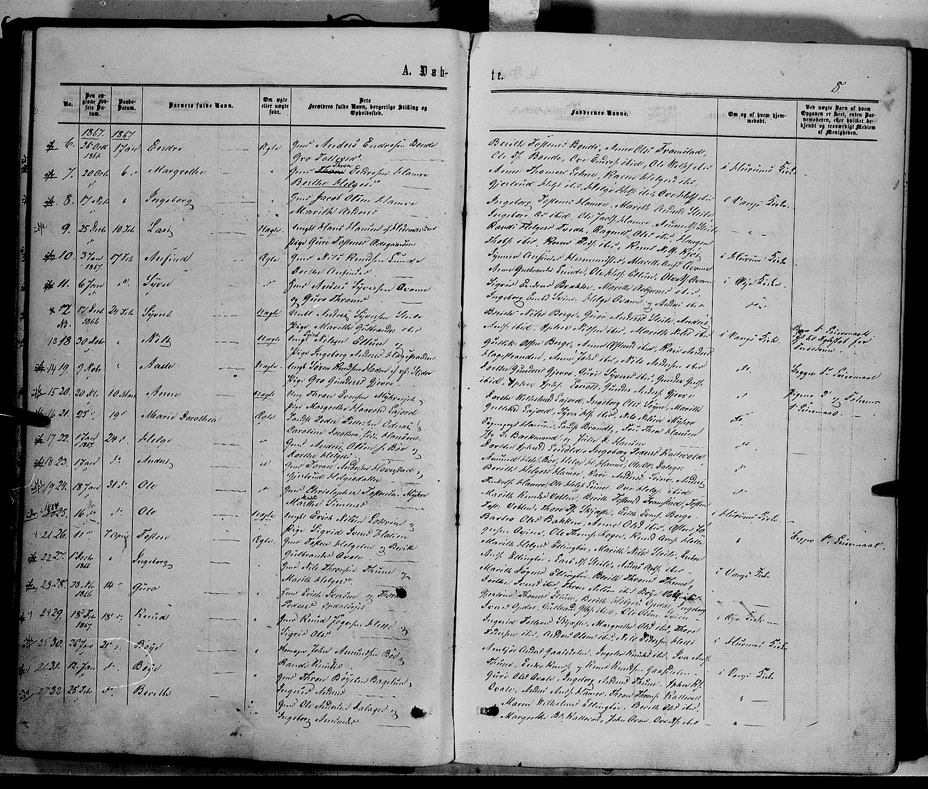 Vang prestekontor, Valdres, AV/SAH-PREST-140/H/Ha/L0007: Parish register (official) no. 7, 1865-1881, p. 8