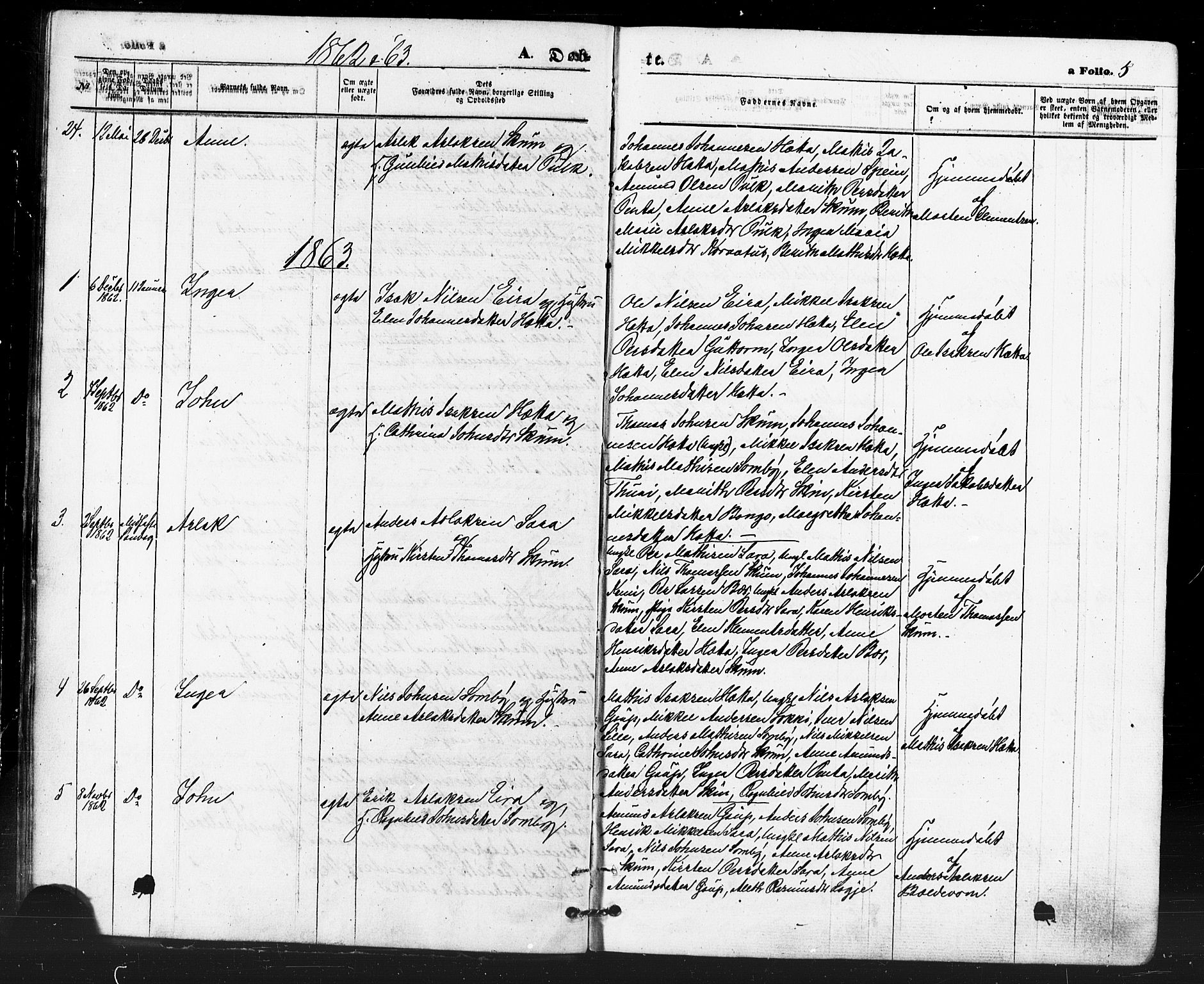 Kautokeino sokneprestembete, SATØ/S-1340/H/Ha/L0003.kirke: Parish register (official) no. 3, 1862-1879, p. 5