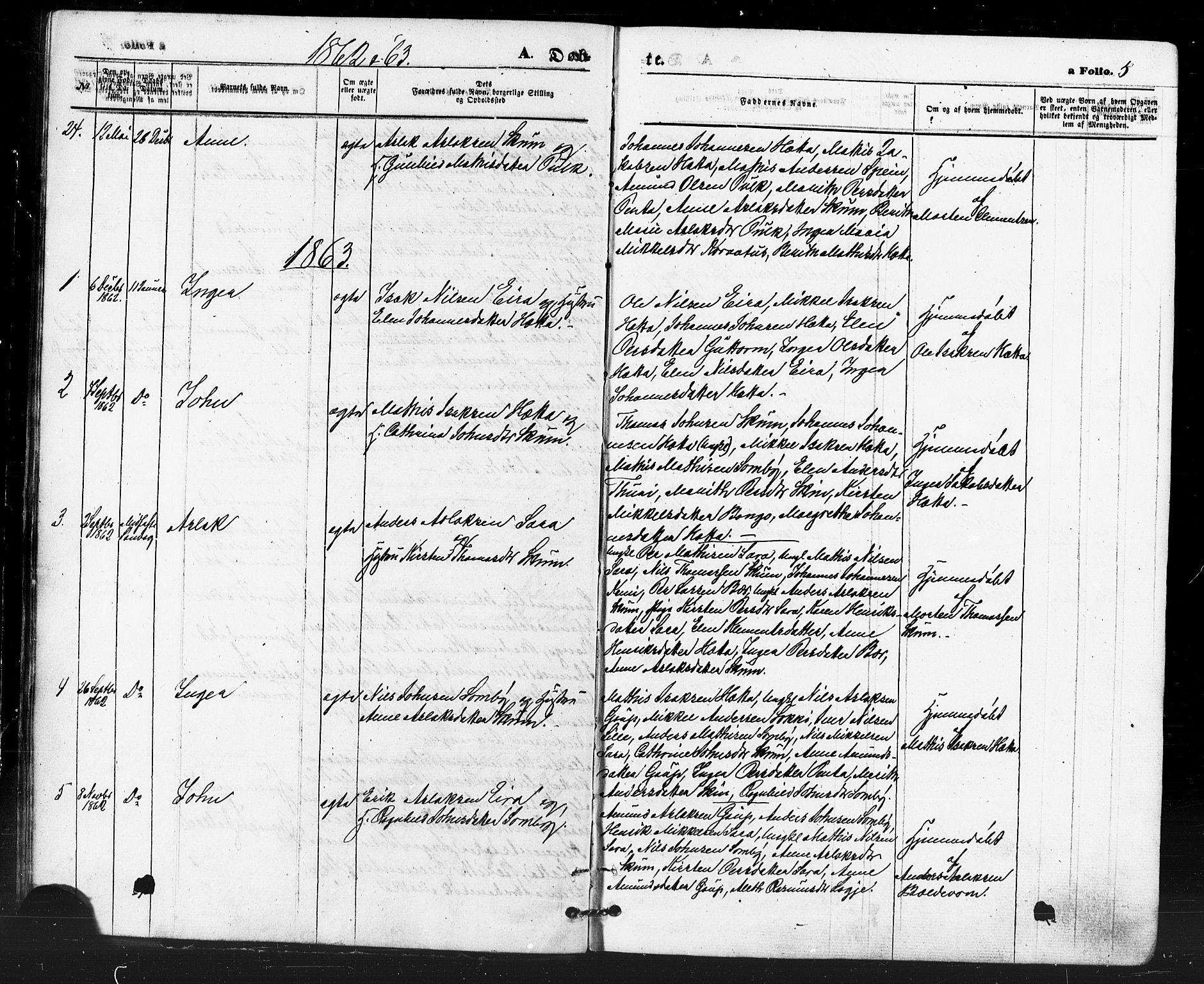 Kautokeino sokneprestembete, AV/SATØ-S-1340/H/Ha/L0003.kirke: Parish register (official) no. 3, 1862-1879, p. 5