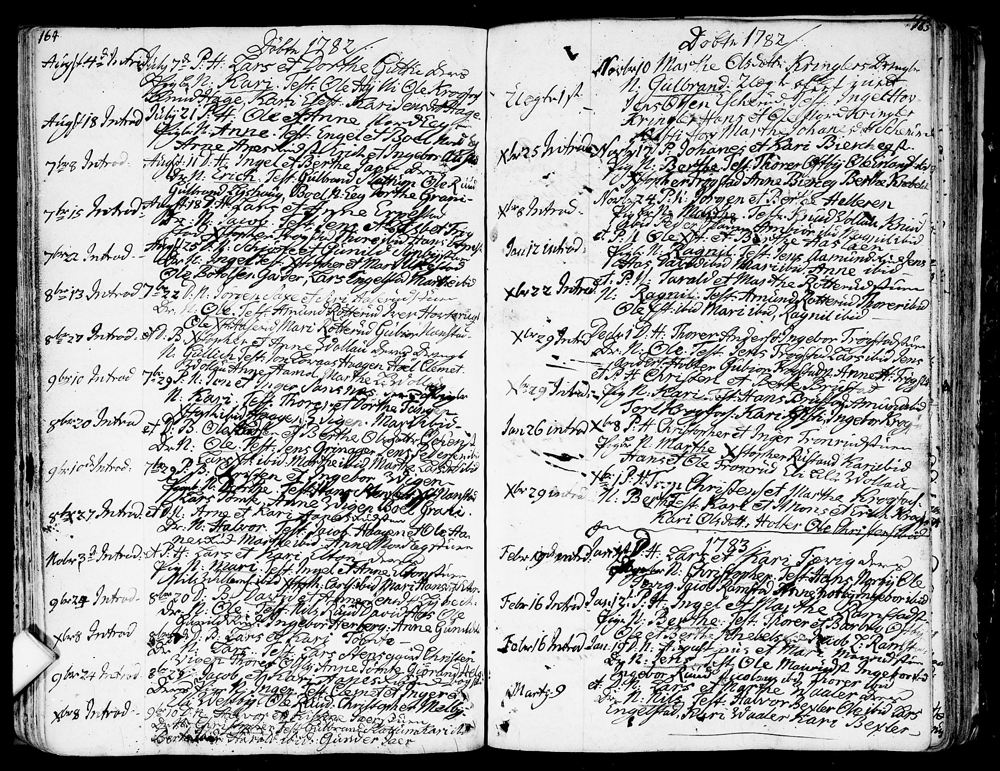 Nannestad prestekontor Kirkebøker, SAO/A-10414a/F/Fa/L0007: Parish register (official) no. I 7, 1754-1791, p. 164-165