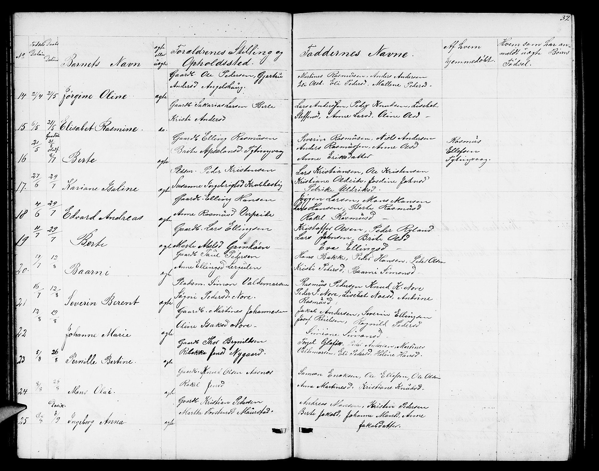 Davik sokneprestembete, AV/SAB-A-79701/H/Hab/Habc/L0001: Parish register (copy) no. C 1, 1866-1888, p. 32