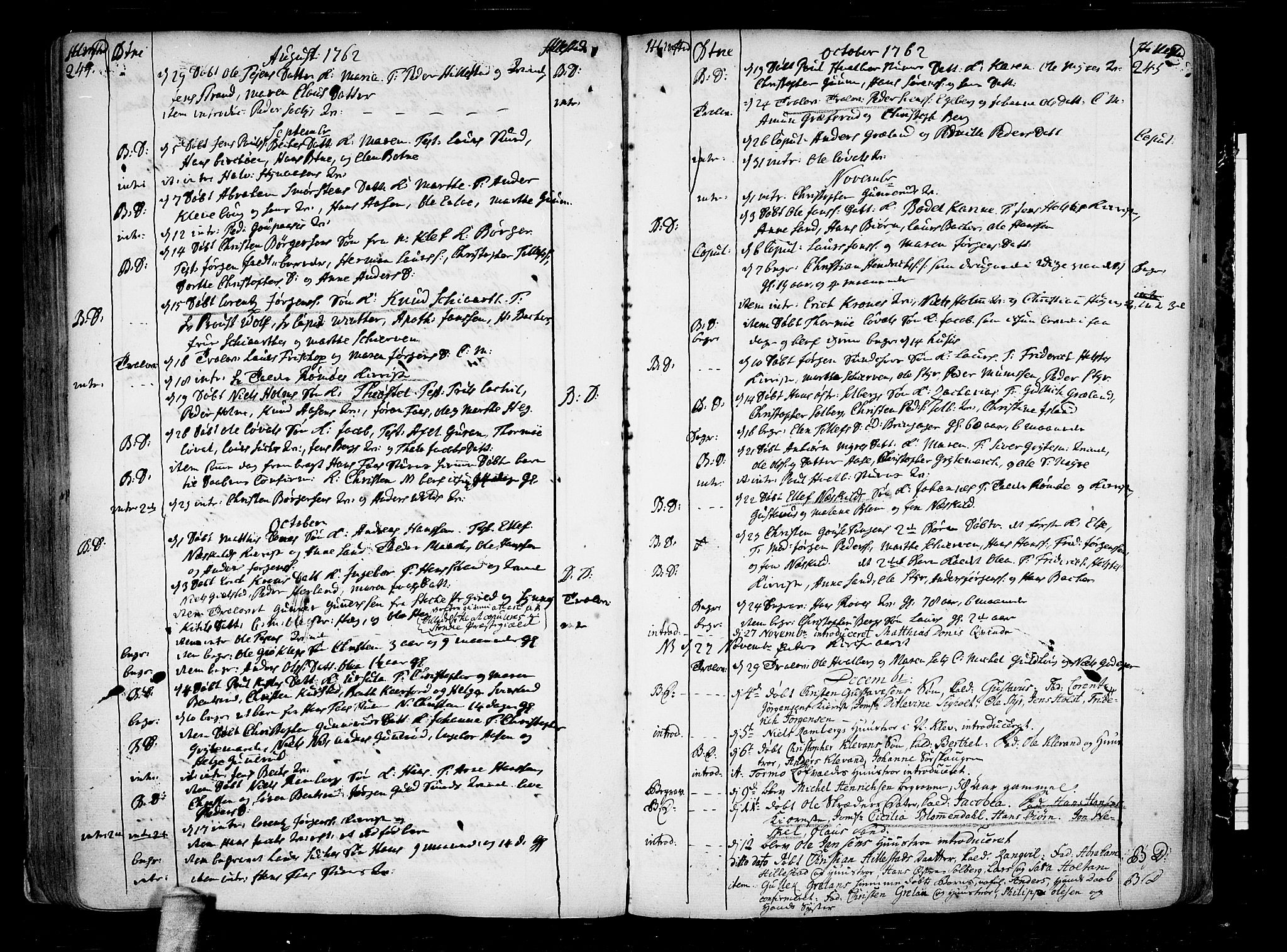 Botne kirkebøker, AV/SAKO-A-340/F/Fa/L0001a: Parish register (official) no. I 1A, 1707-1778, p. 244-245