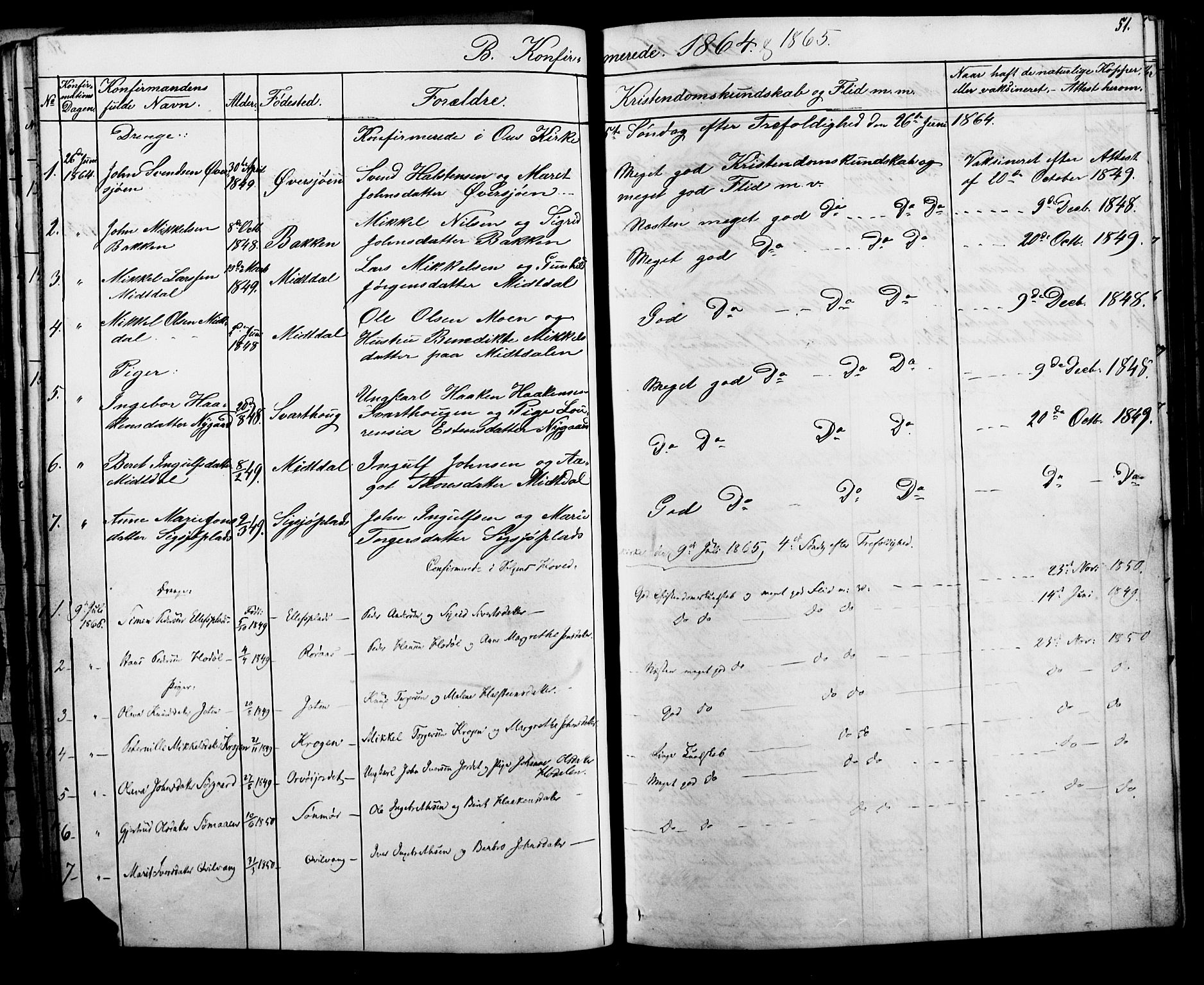 Tolga prestekontor, AV/SAH-PREST-062/L/L0006: Parish register (copy) no. 6, 1864-1894, p. 51