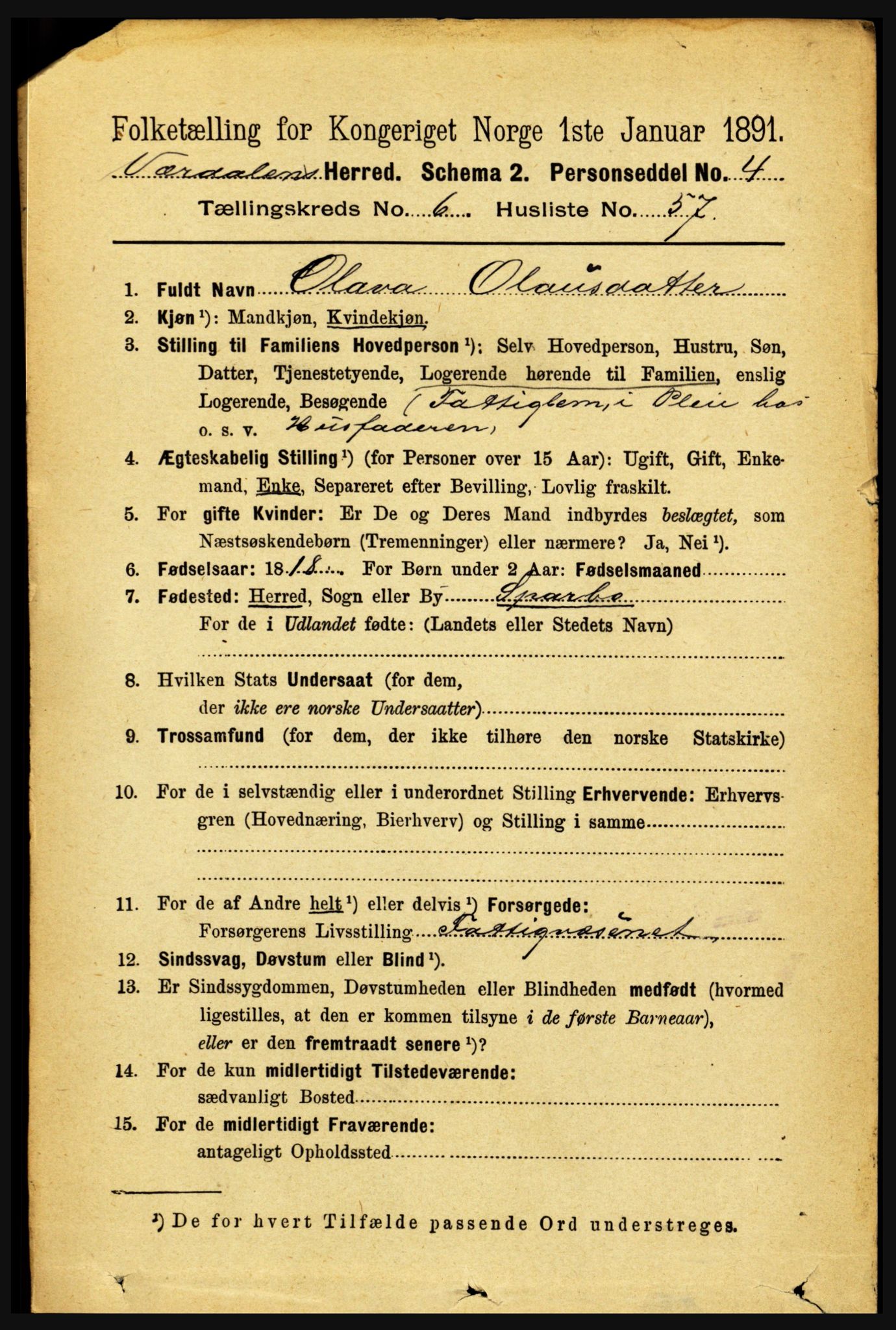 RA, 1891 census for 1721 Verdal, 1891, p. 3912