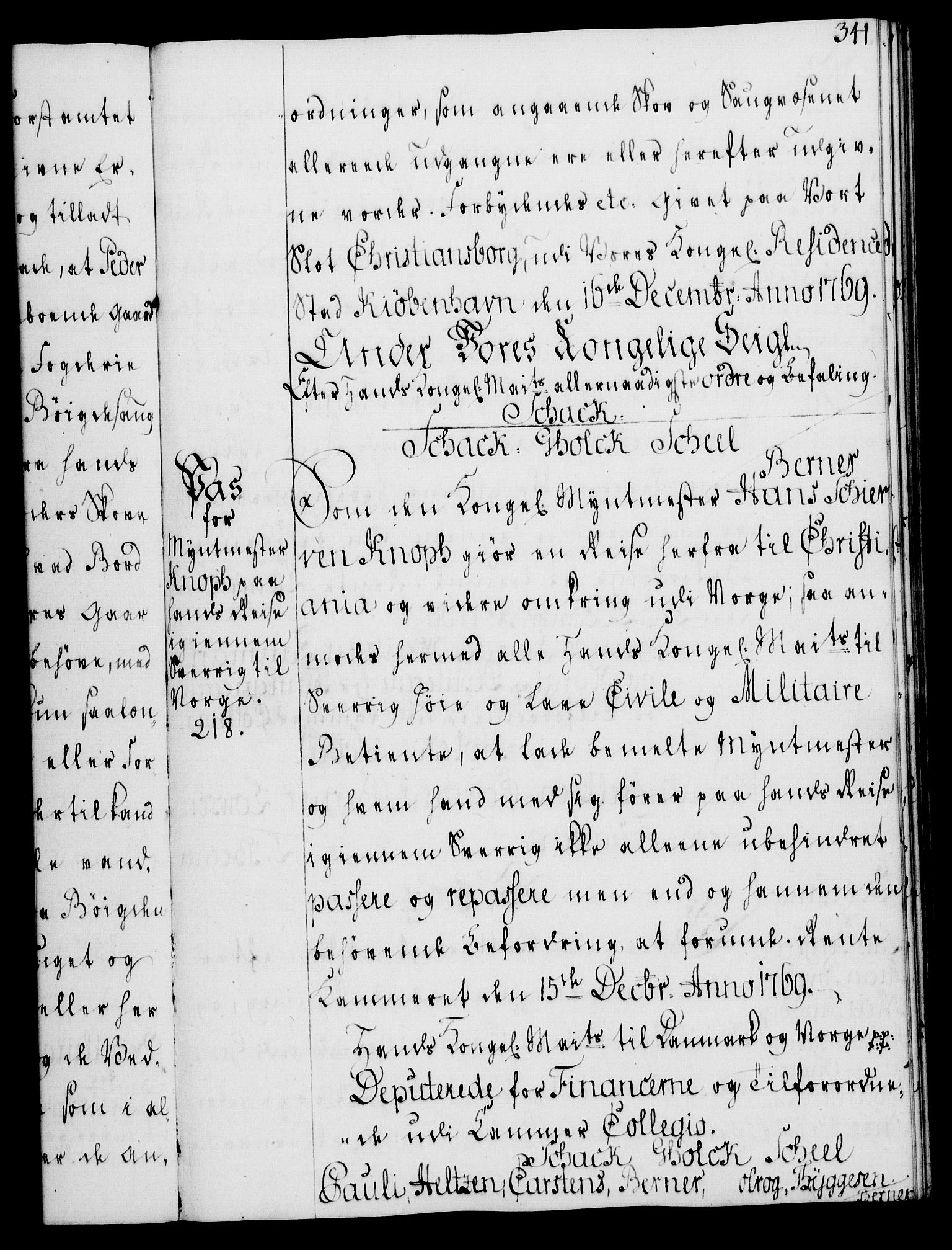 Rentekammeret, Kammerkanselliet, RA/EA-3111/G/Gg/Gga/L0008: Norsk ekspedisjonsprotokoll med register (merket RK 53.8), 1768-1771, p. 341
