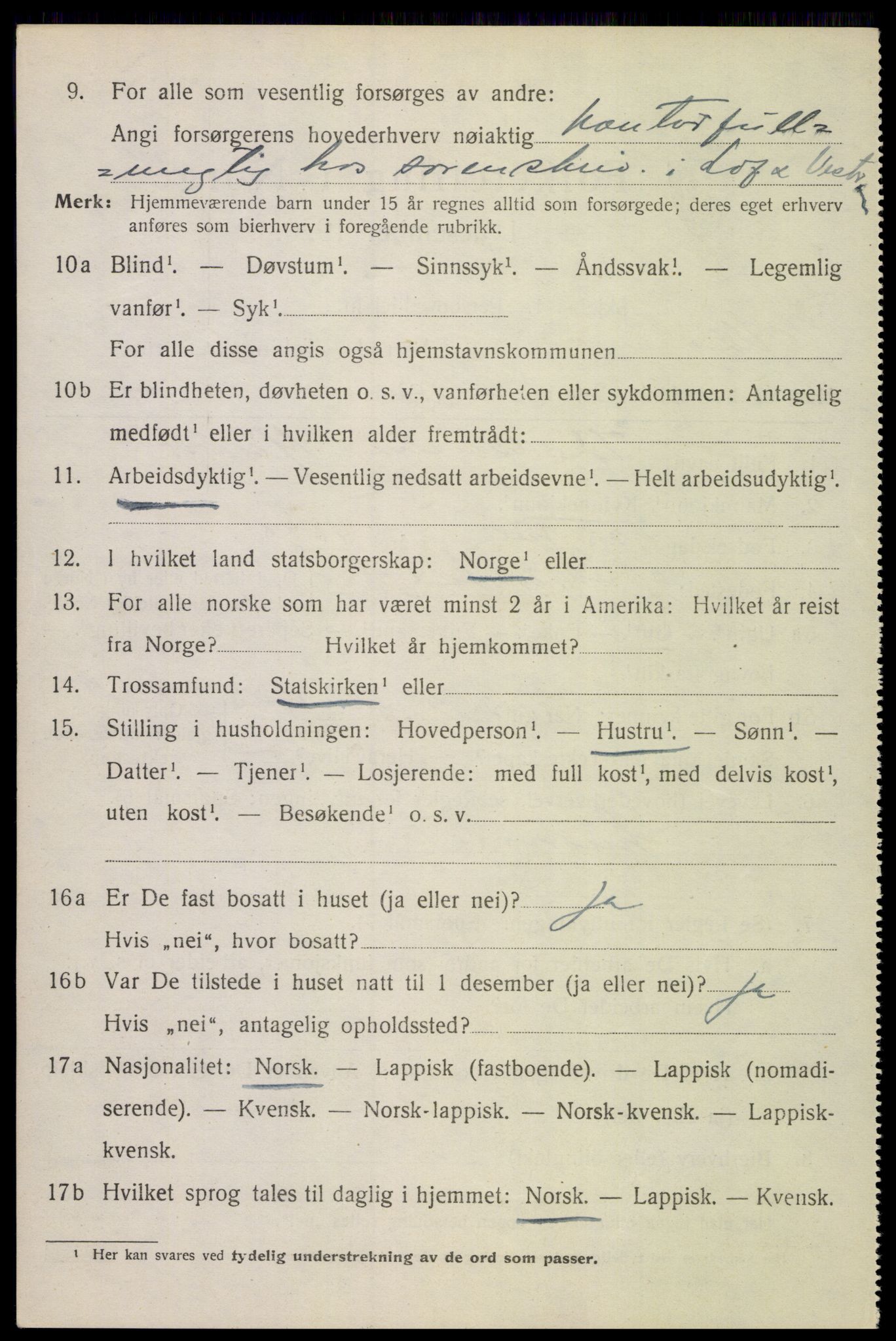 SAT, 1920 census for Vågan, 1920, p. 5508