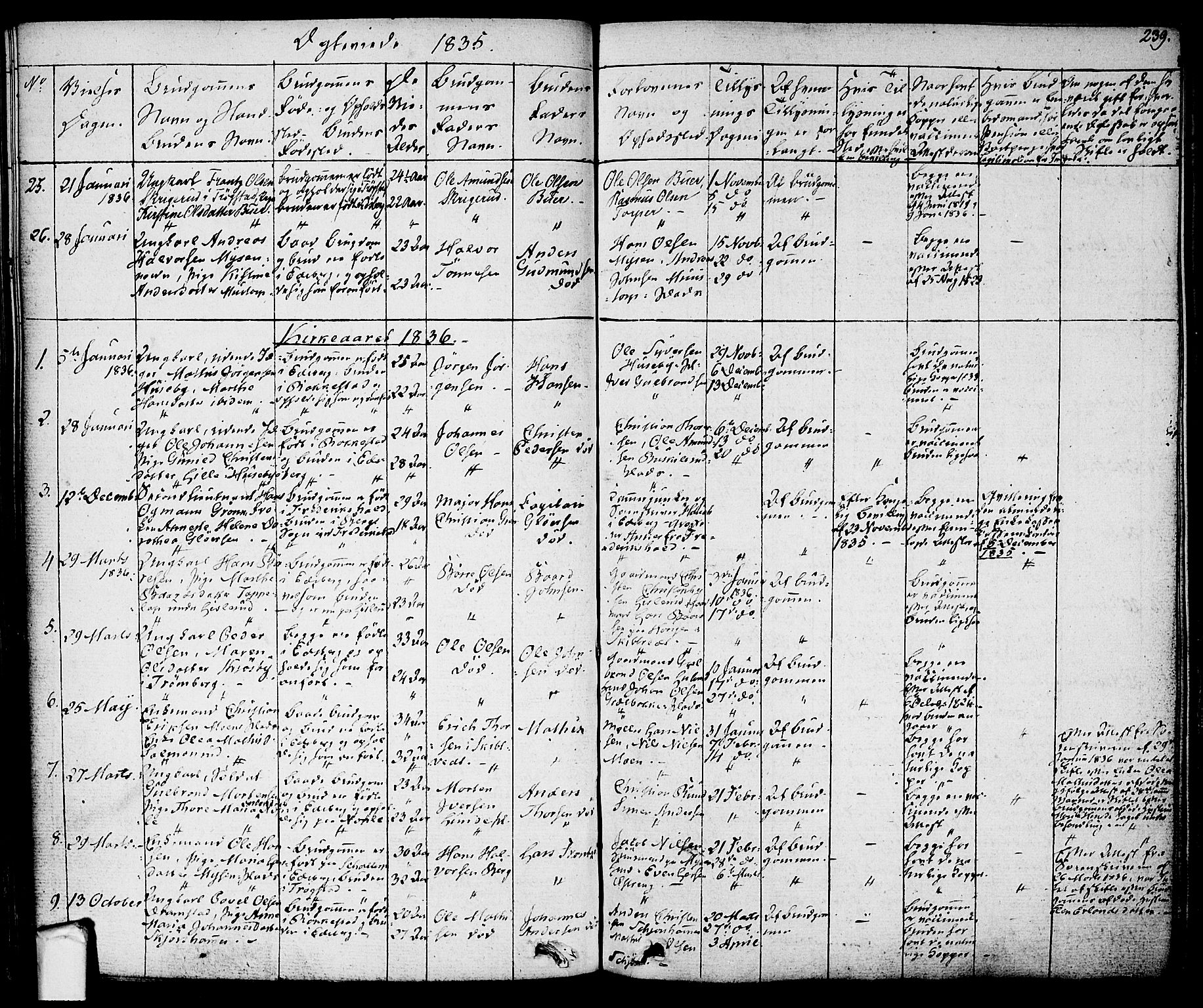Eidsberg prestekontor Kirkebøker, SAO/A-10905/F/Fa/L0008: Parish register (official) no. I 8, 1832-1848, p. 239