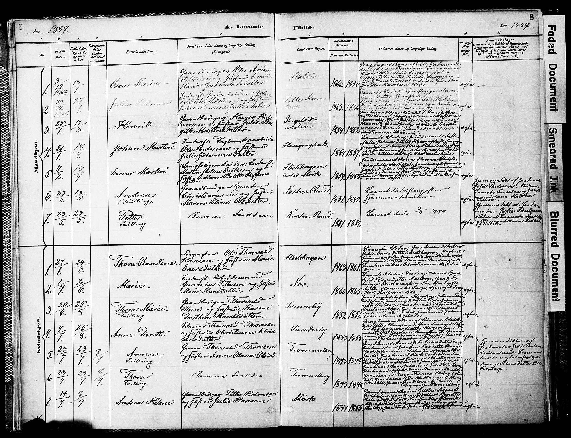 Spydeberg prestekontor Kirkebøker, SAO/A-10924/F/Fb/L0001: Parish register (official) no. II 1, 1886-1907, p. 8