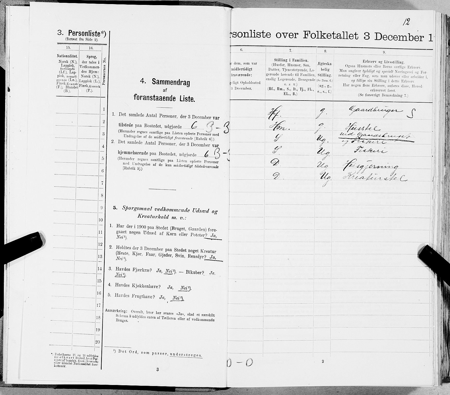 SAT, 1900 census for Skjerstad, 1900, p. 12