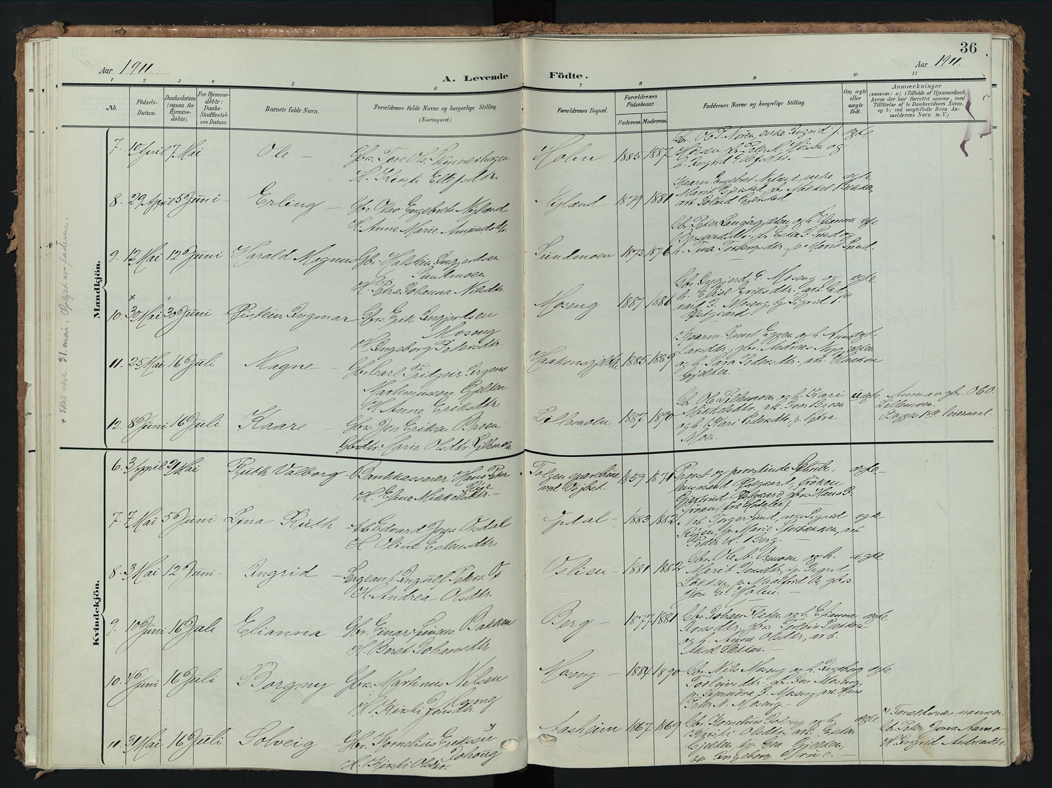 Tolga prestekontor, AV/SAH-PREST-062/K/L0009: Parish register (official) no. 9, 1903-1928, p. 36