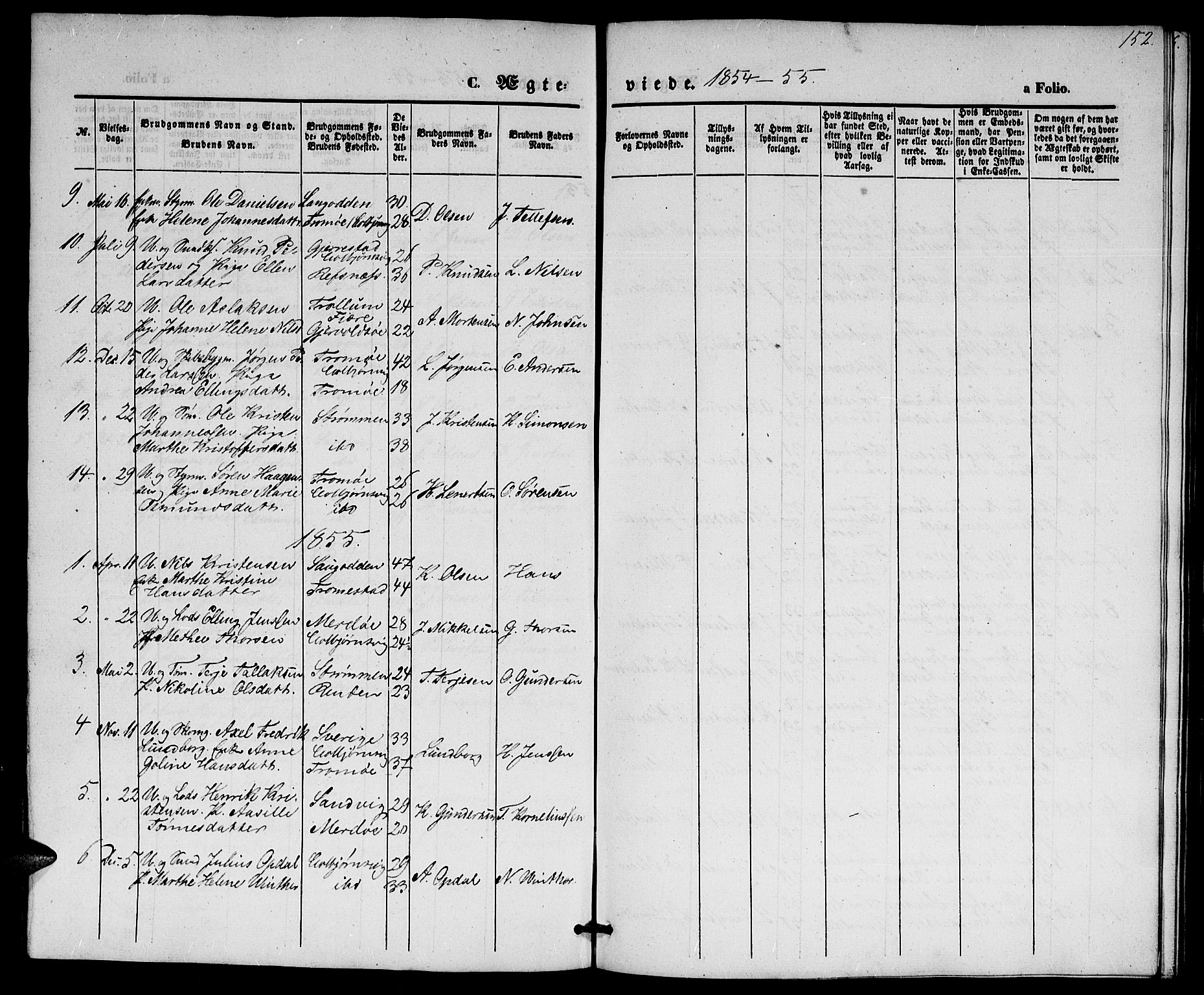Hisøy sokneprestkontor, SAK/1111-0020/F/Fb/L0001: Parish register (copy) no. B 1, 1849-1872, p. 152