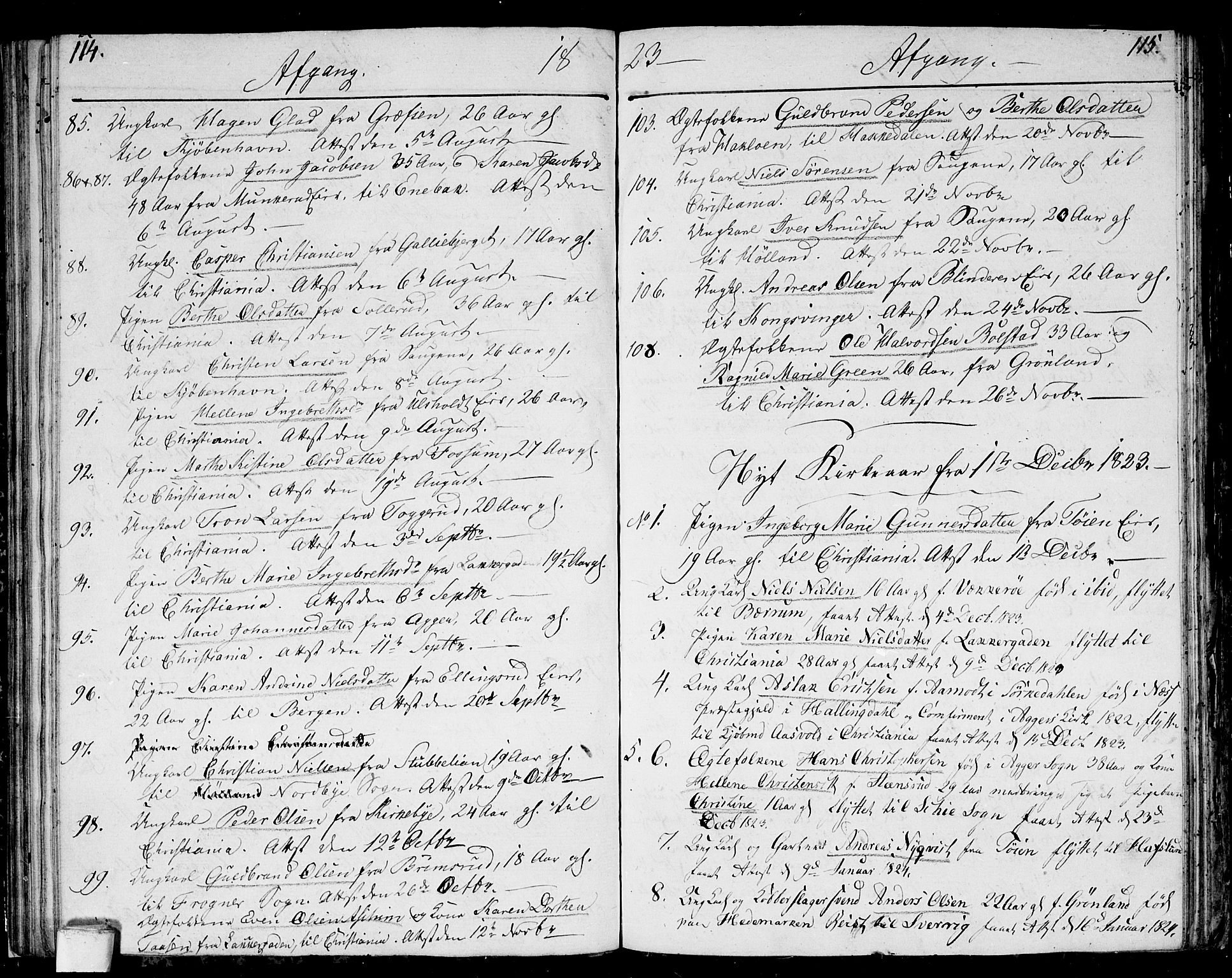 Aker prestekontor kirkebøker, AV/SAO-A-10861/F/L0014a: Parish register (official) no. 14A, 1820-1833, p. 114-115