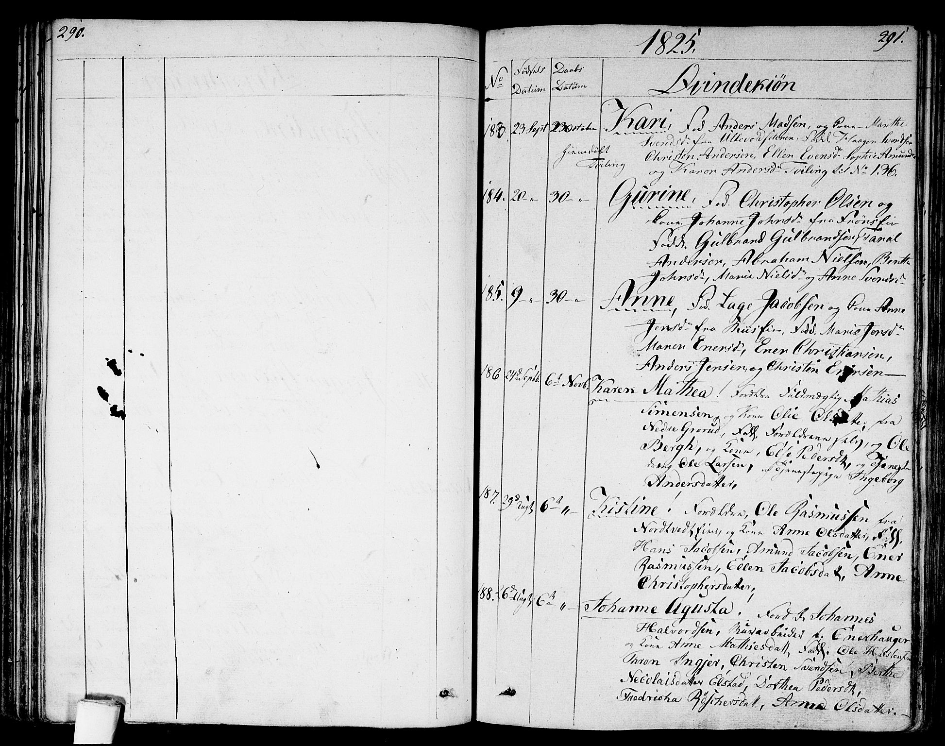 Aker prestekontor kirkebøker, SAO/A-10861/G/L0004: Parish register (copy) no. 4, 1819-1829, p. 290-291