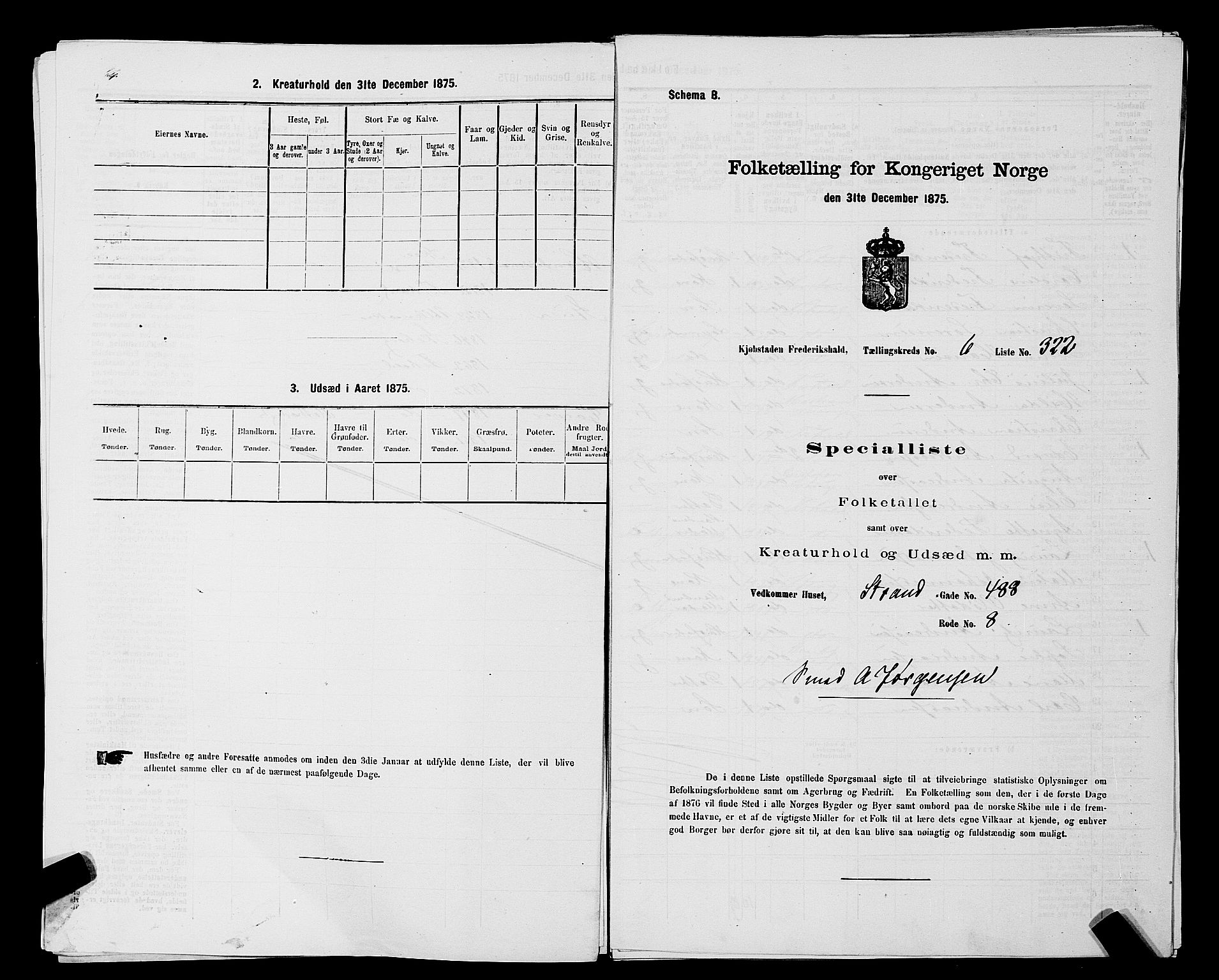 RA, 1875 census for 0101P Fredrikshald, 1875, p. 589