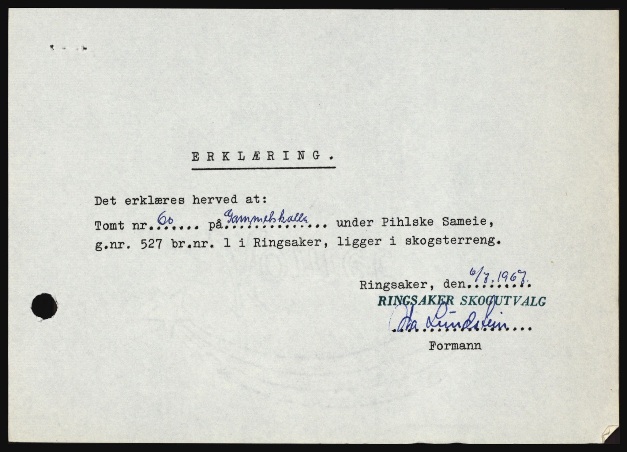 Nord-Hedmark sorenskriveri, SAH/TING-012/H/Hc/L0026: Mortgage book no. 26, 1967-1967, Diary no: : 3183/1967