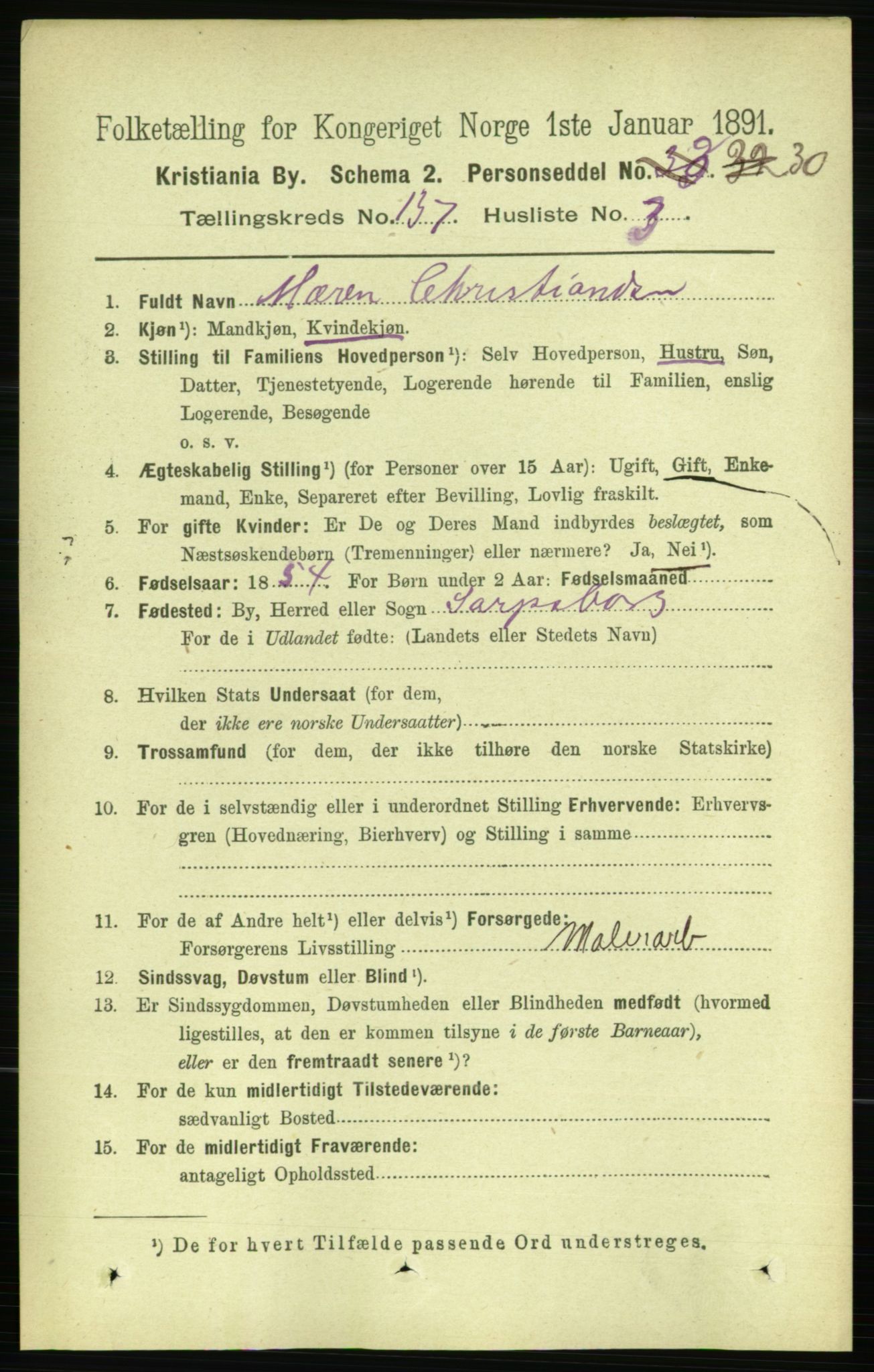 RA, 1891 census for 0301 Kristiania, 1891, p. 76329