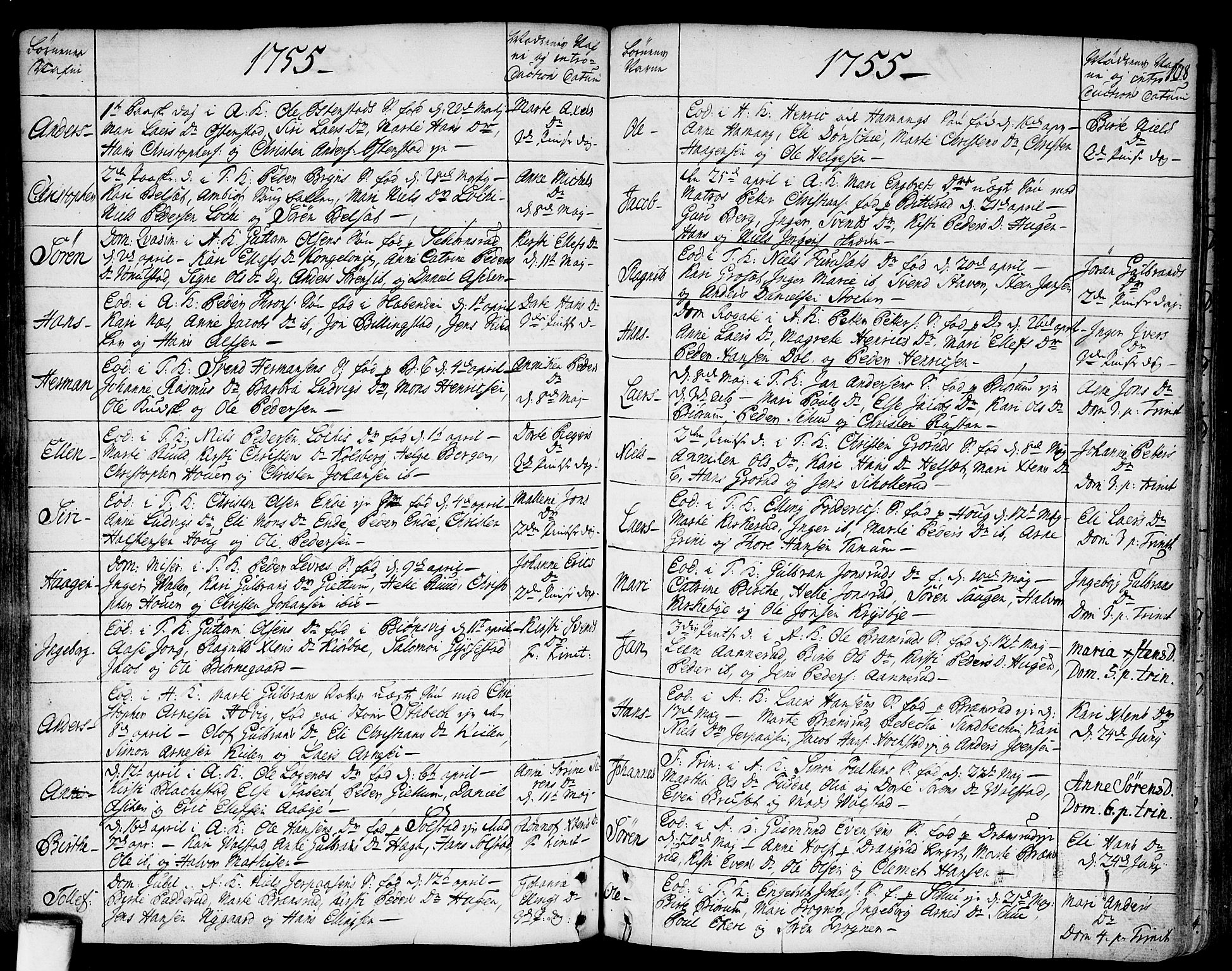 Asker prestekontor Kirkebøker, AV/SAO-A-10256a/F/Fa/L0002: Parish register (official) no. I 2, 1733-1766, p. 108