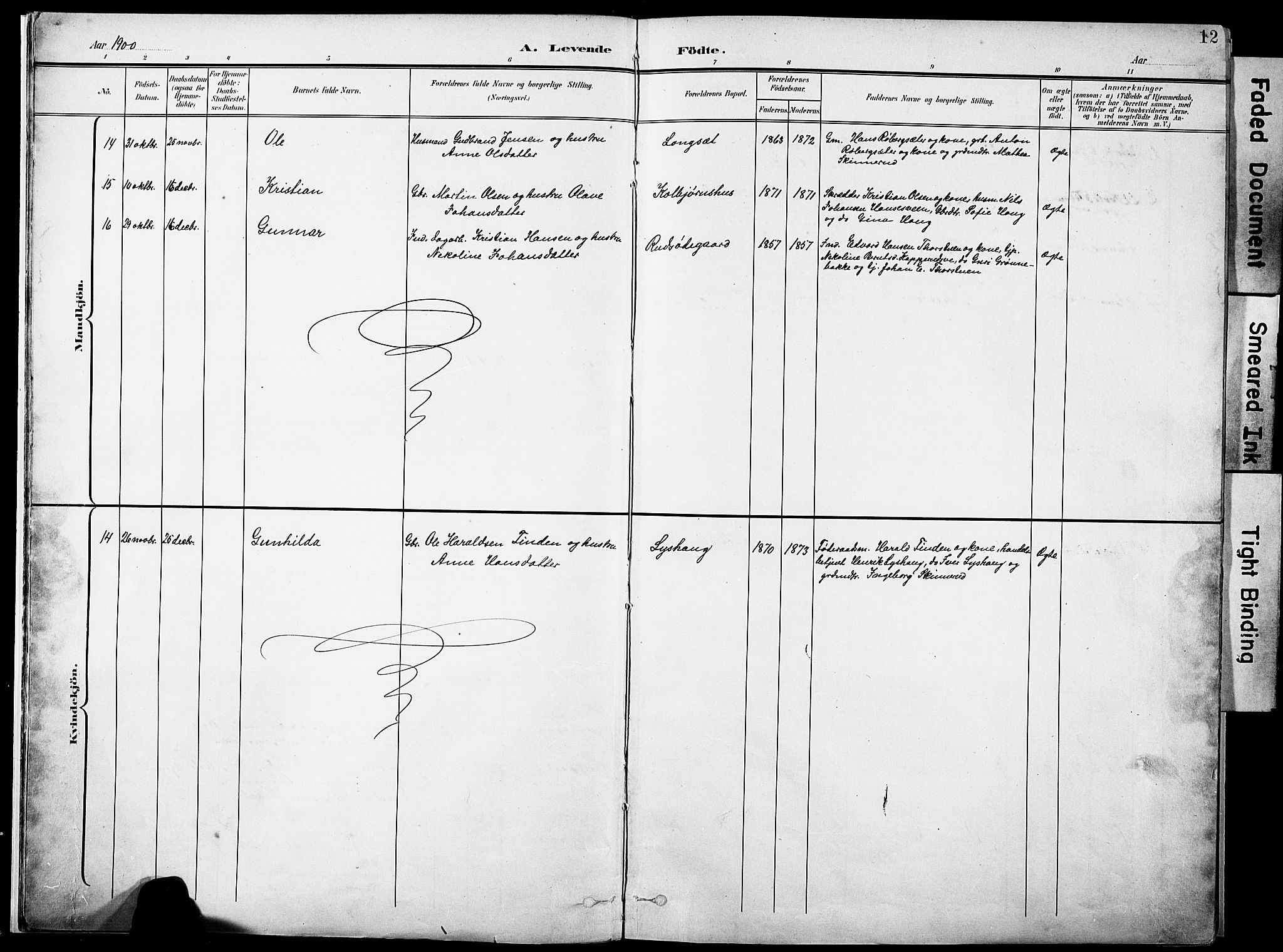 Nordre Land prestekontor, SAH/PREST-124/H/Ha/Haa/L0006: Parish register (official) no. 6, 1897-1914, p. 12