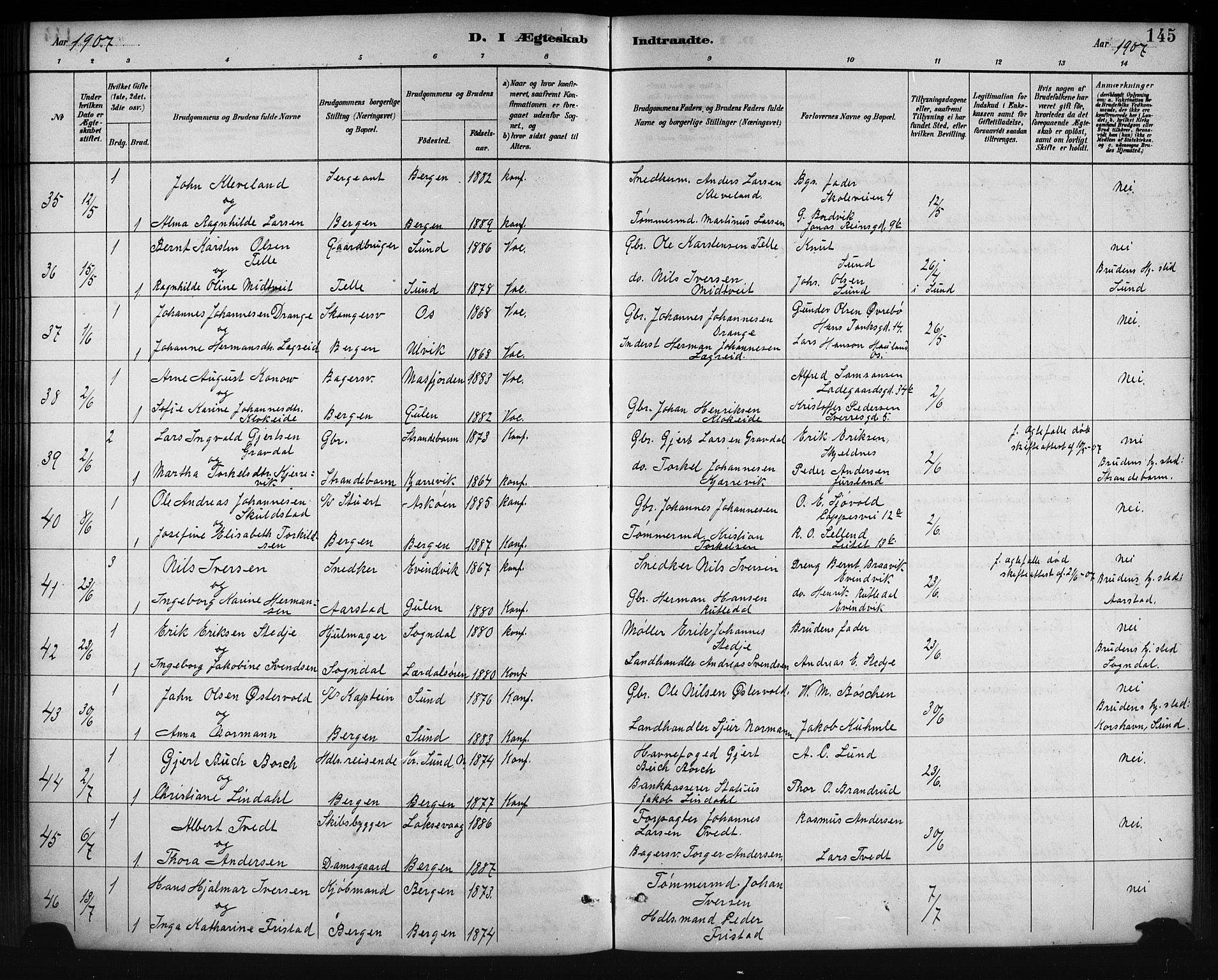 Johanneskirken sokneprestembete, AV/SAB-A-76001/H/Hab: Parish register (copy) no. C 1, 1885-1912, p. 145