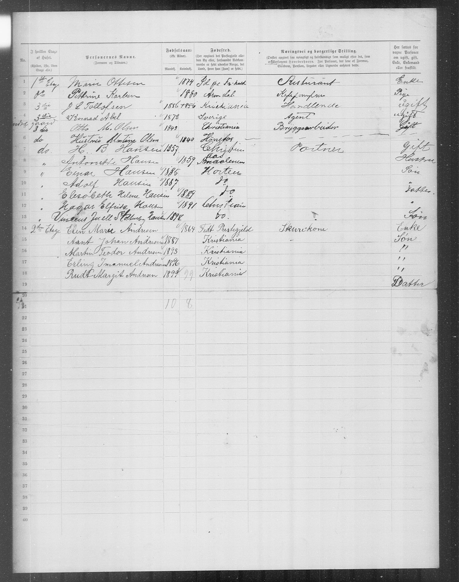 OBA, Municipal Census 1899 for Kristiania, 1899, p. 14626