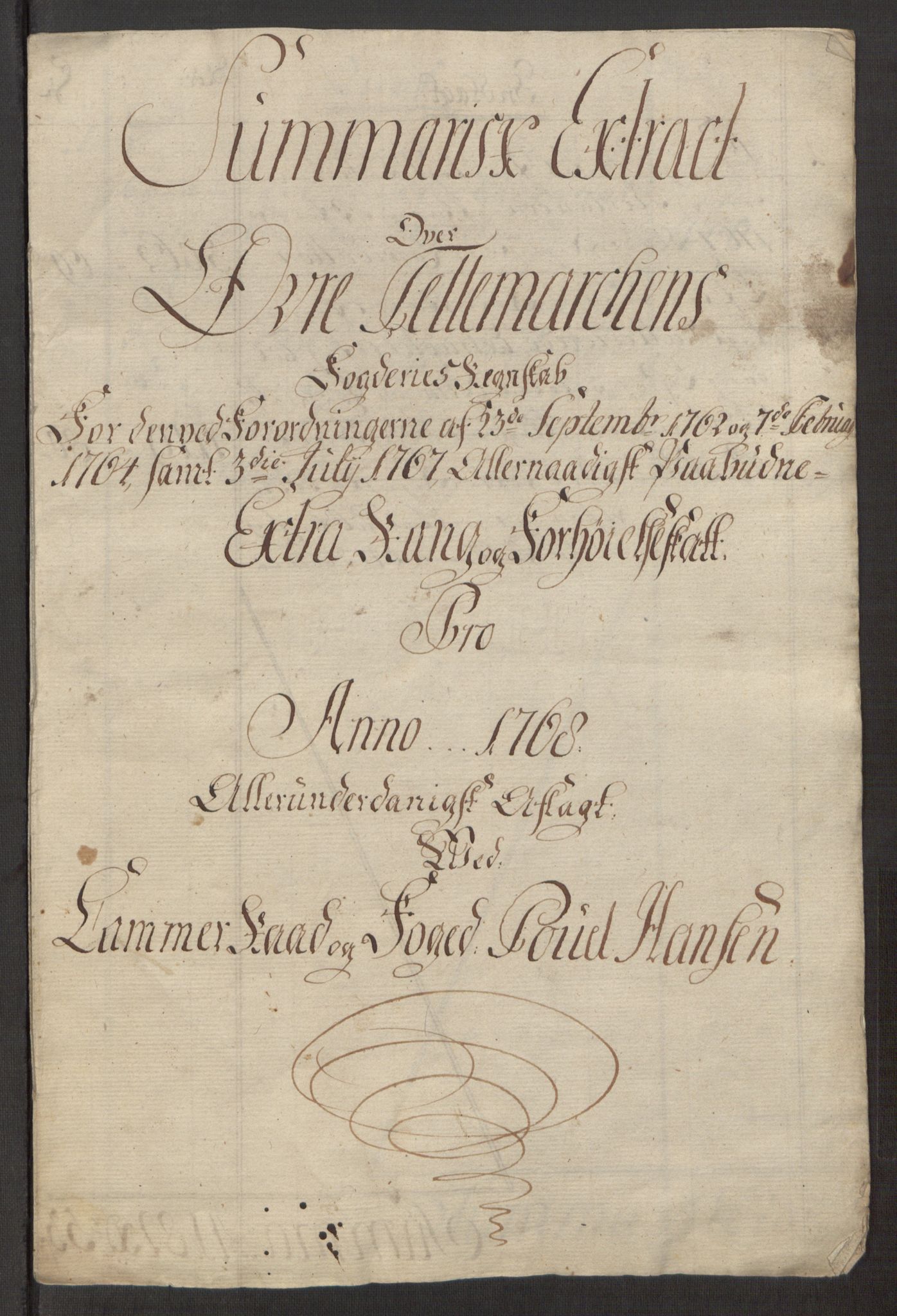 Rentekammeret inntil 1814, Reviderte regnskaper, Fogderegnskap, AV/RA-EA-4092/R38/L2293: Ekstraskatten Øvre Telemark, 1762-1770, p. 105