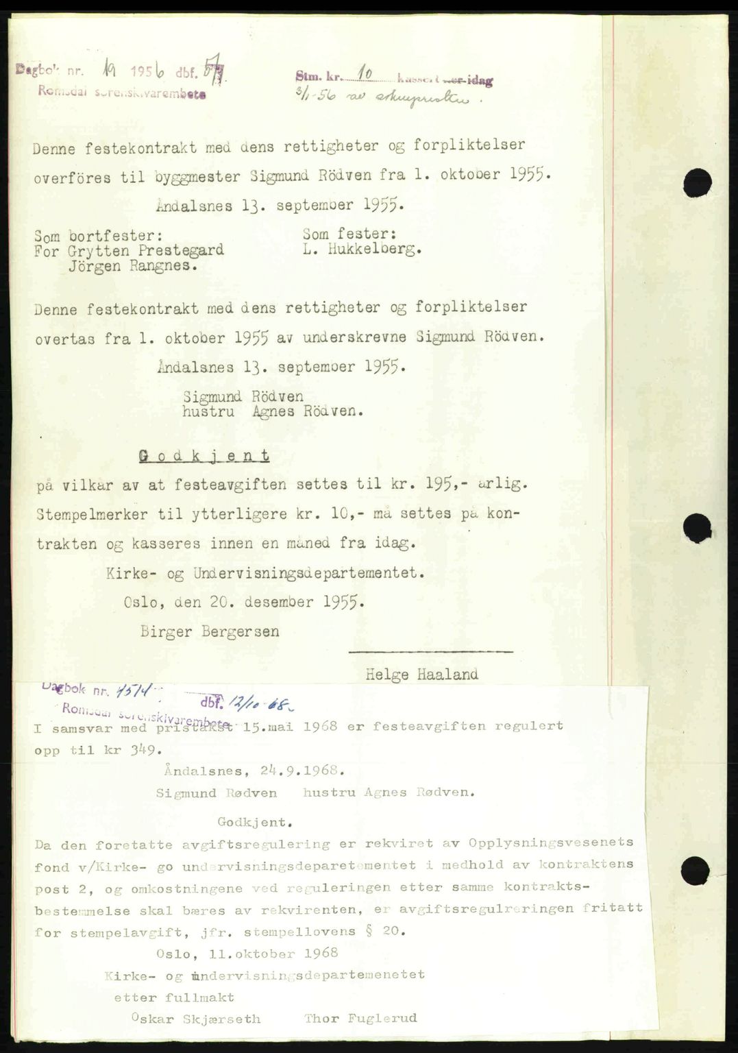 Romsdal sorenskriveri, AV/SAT-A-4149/1/2/2C: Mortgage book no. A14, 1943-1943, Diary no: : 1556/1943