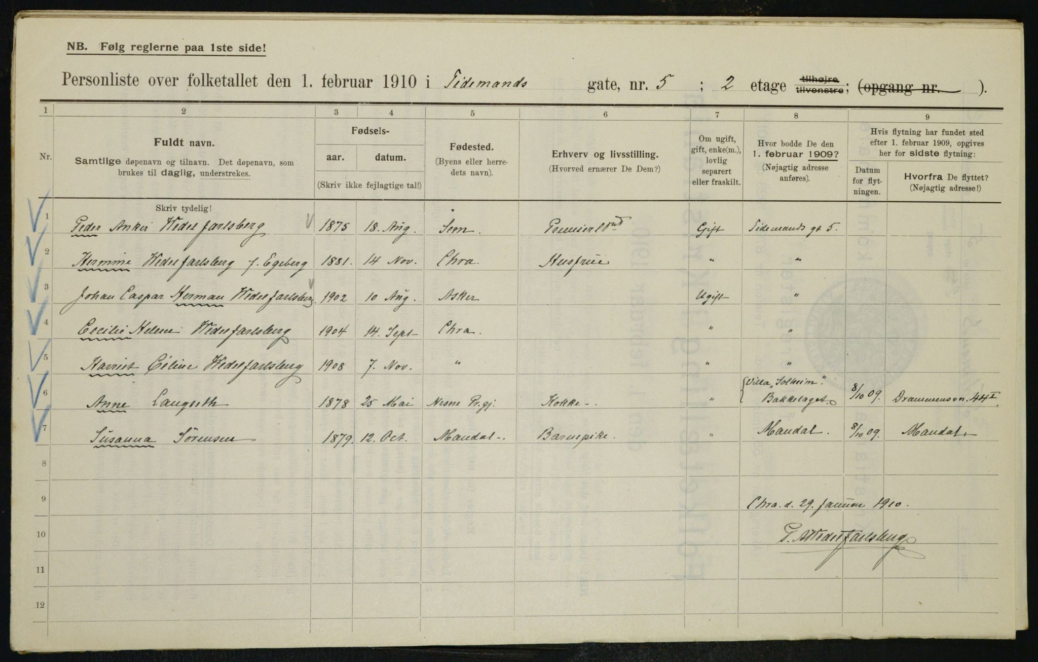 OBA, Municipal Census 1910 for Kristiania, 1910, p. 105708