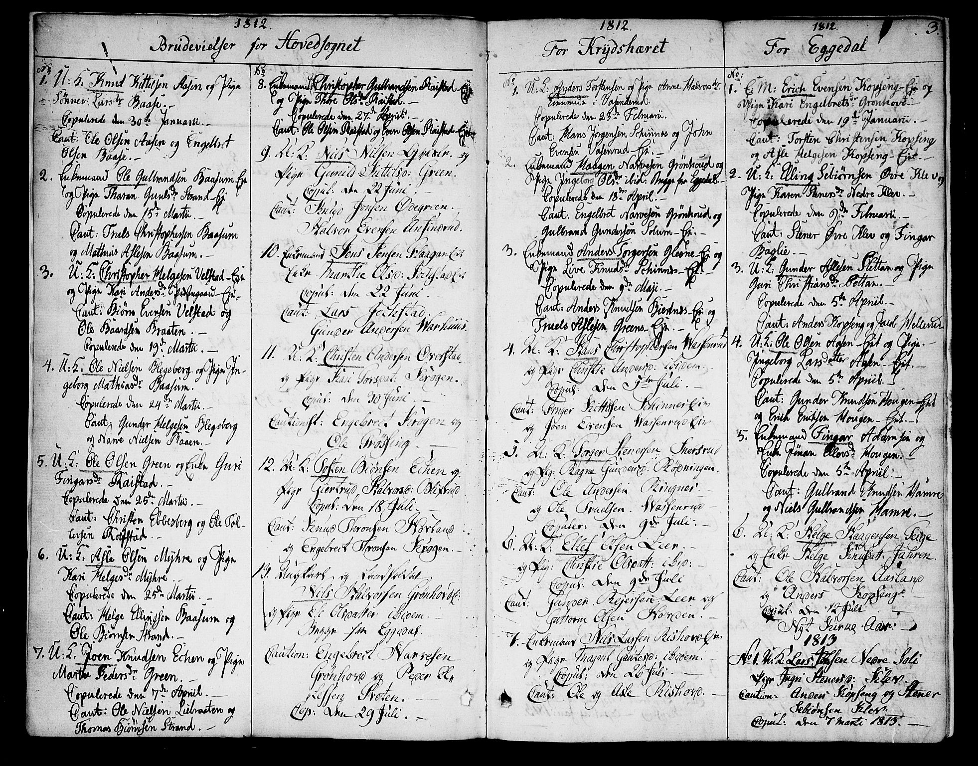 Sigdal kirkebøker, SAKO/A-245/F/Fa/L0004: Parish register (official) no. I 4, 1812-1815, p. 3