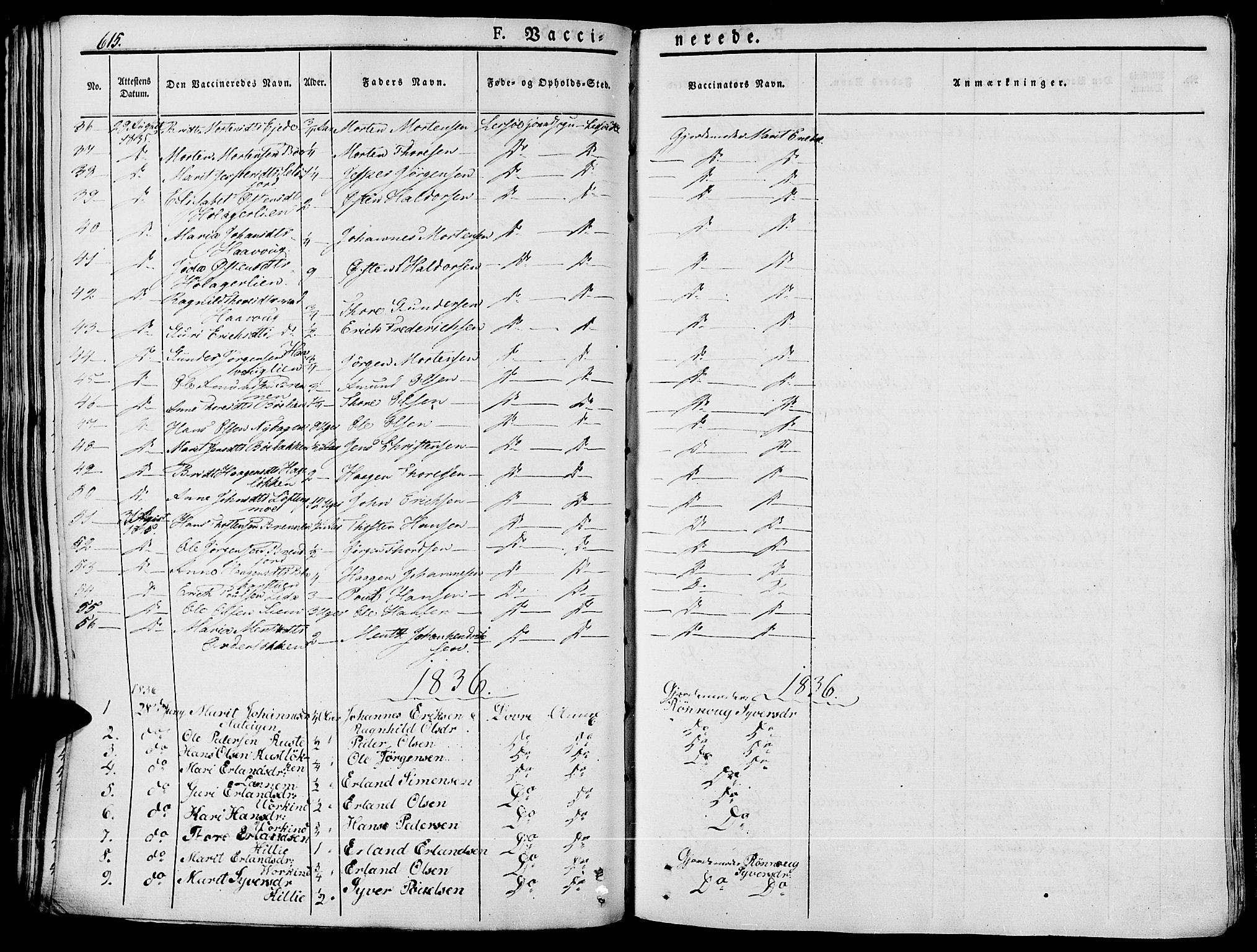 Lesja prestekontor, SAH/PREST-068/H/Ha/Haa/L0005: Parish register (official) no. 5, 1830-1842, p. 615