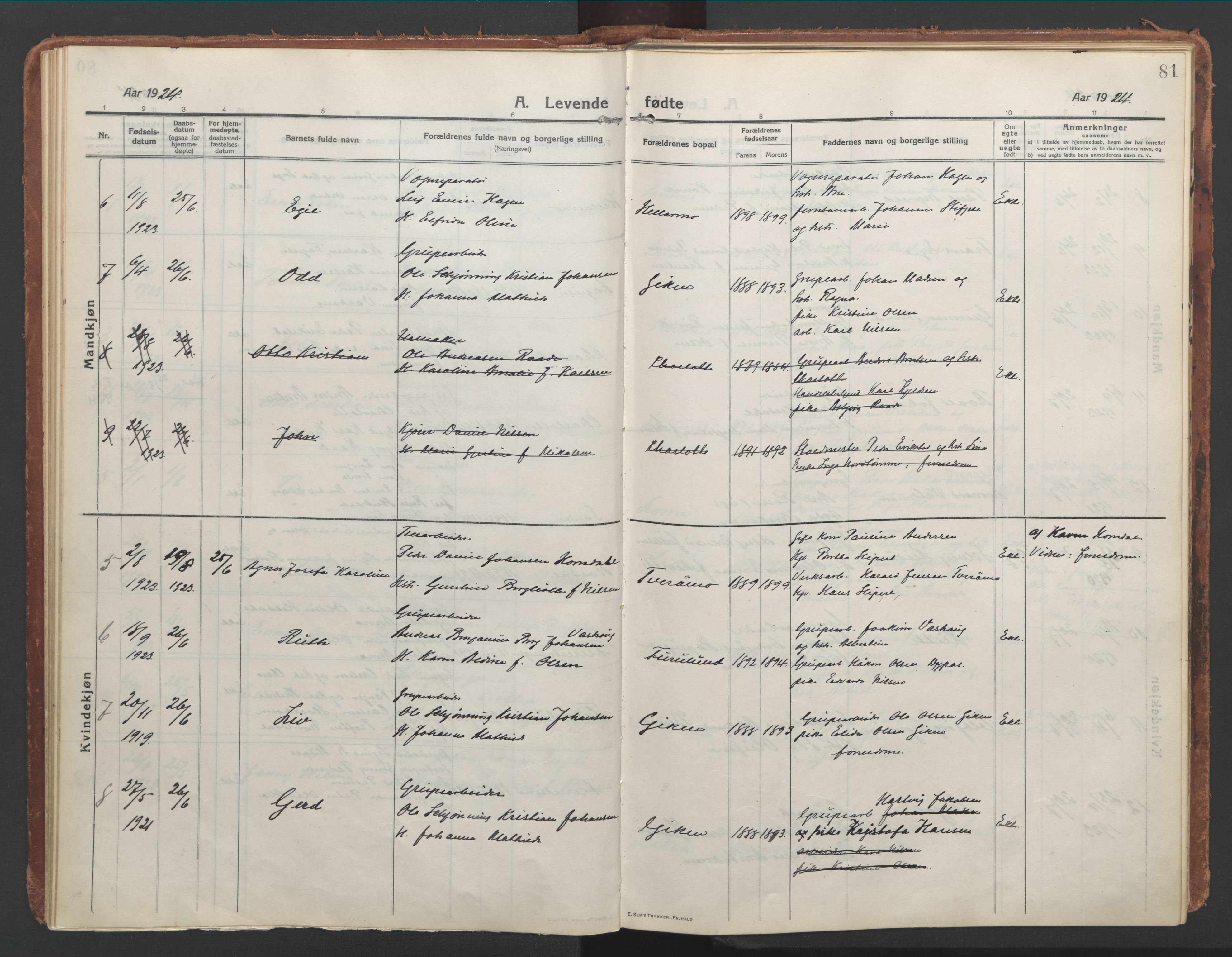 Ministerialprotokoller, klokkerbøker og fødselsregistre - Nordland, AV/SAT-A-1459/850/L0715: Curate's parish register no. 850B05, 1913-1924, p. 81
