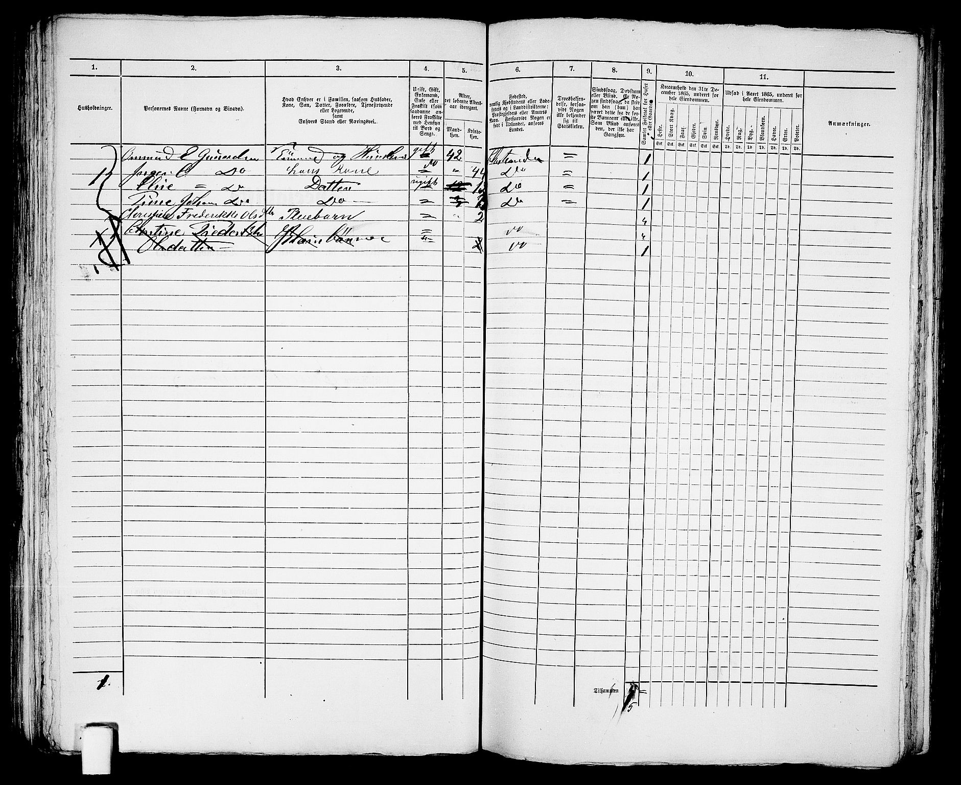 RA, 1865 census for Kristiansand, 1865, p. 1152