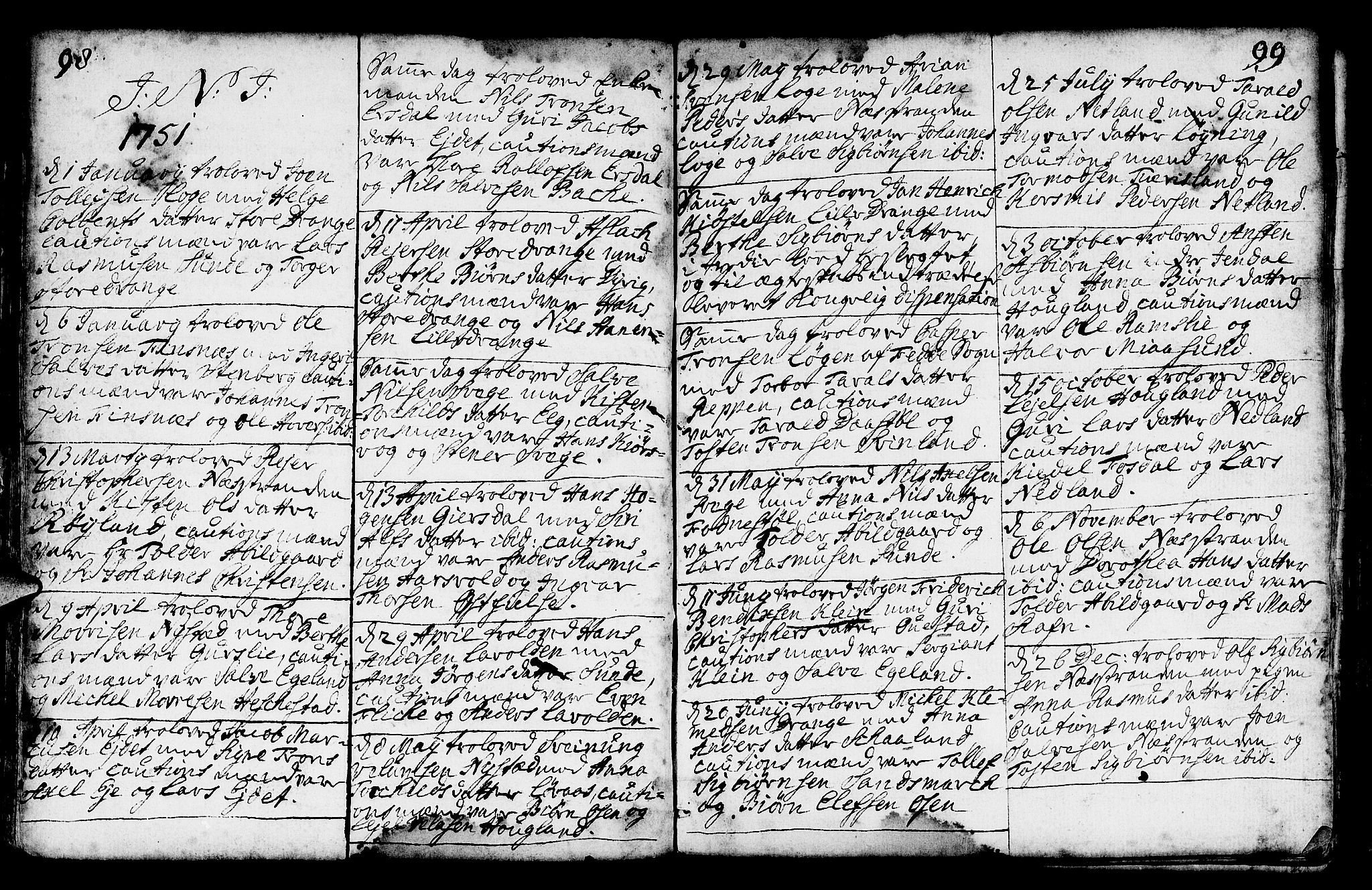 Lund sokneprestkontor, AV/SAST-A-101809/S06/L0002: Parish register (official) no. A 2, 1738-1760, p. 98-99