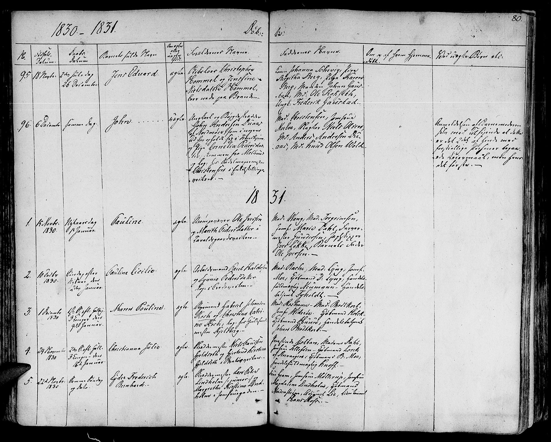 Ministerialprotokoller, klokkerbøker og fødselsregistre - Sør-Trøndelag, SAT/A-1456/602/L0108: Parish register (official) no. 602A06, 1821-1839, p. 80